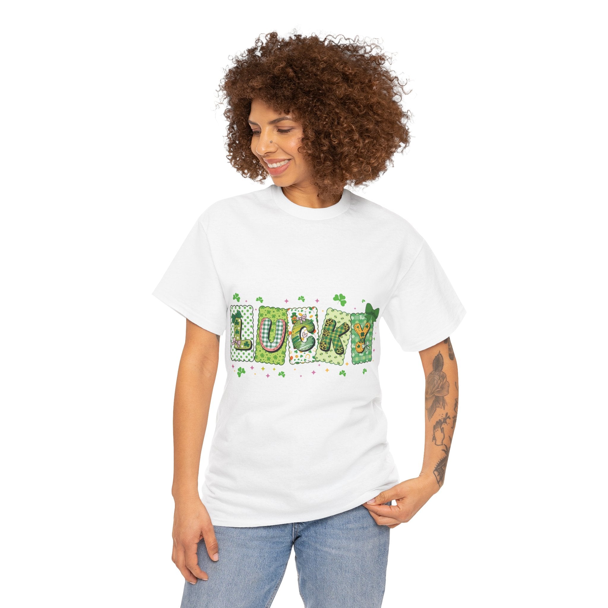 Lucky Patchwork Plaid Clover Tee — St. Patrick’s Day Unisex Cotton T-Shirt