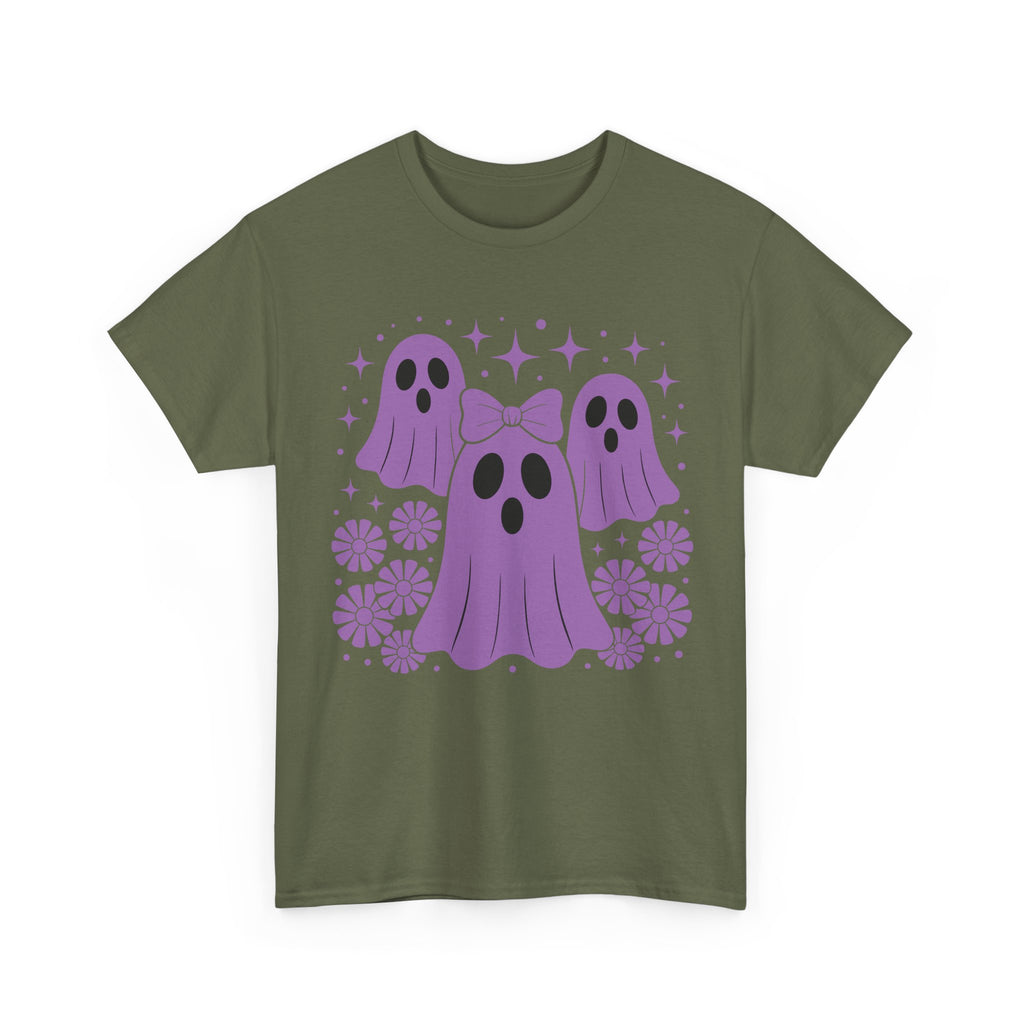 Purple Ghost Halloween Unisex Cotton Tee