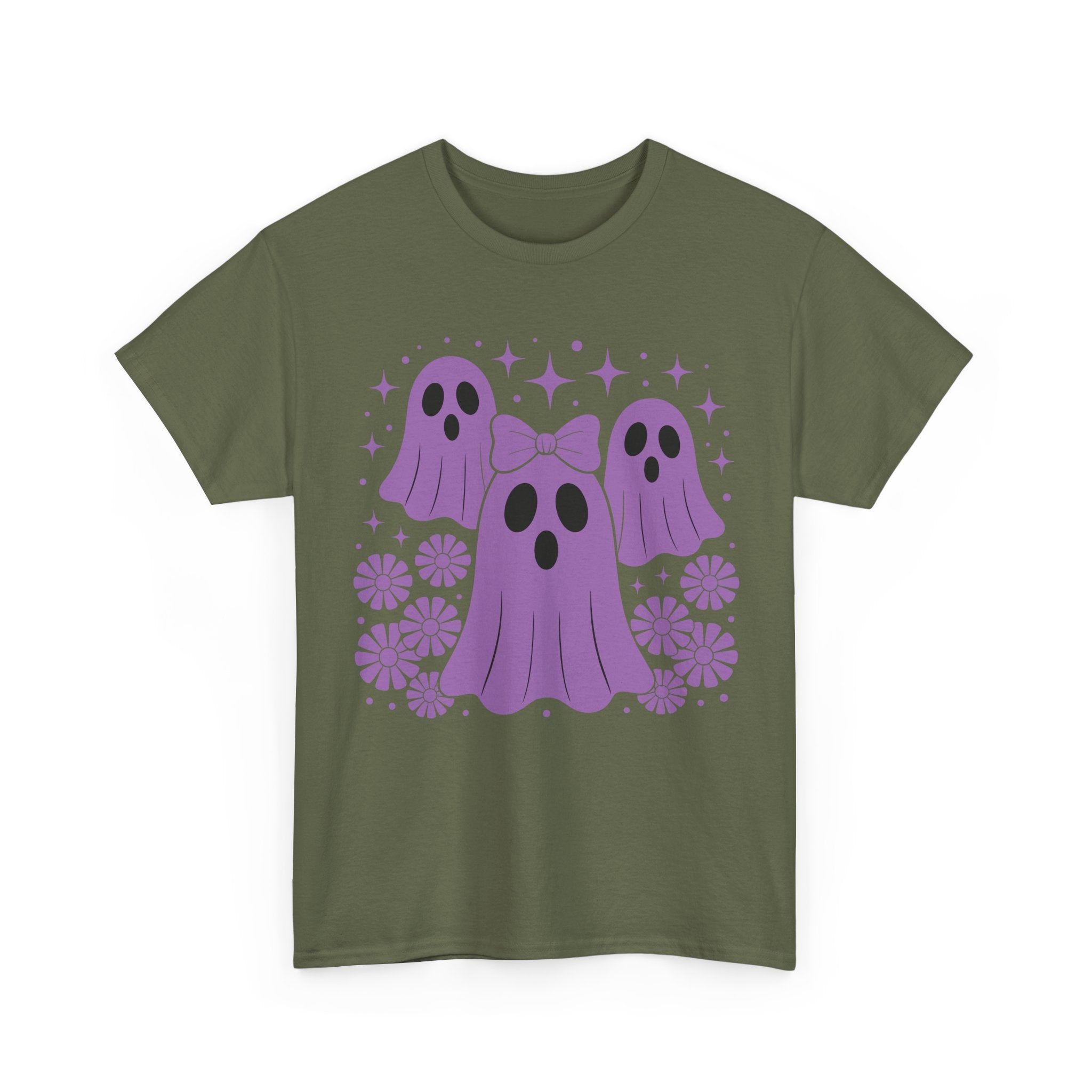 Purple Ghost Halloween Unisex Cotton Tee