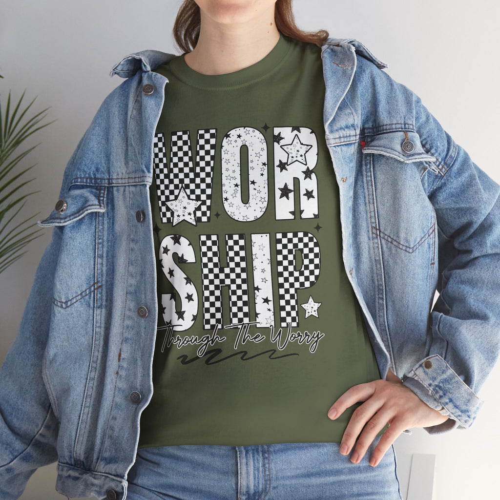 WORSHIP Through The Worry Checkerboard Unisex Cotton Tee