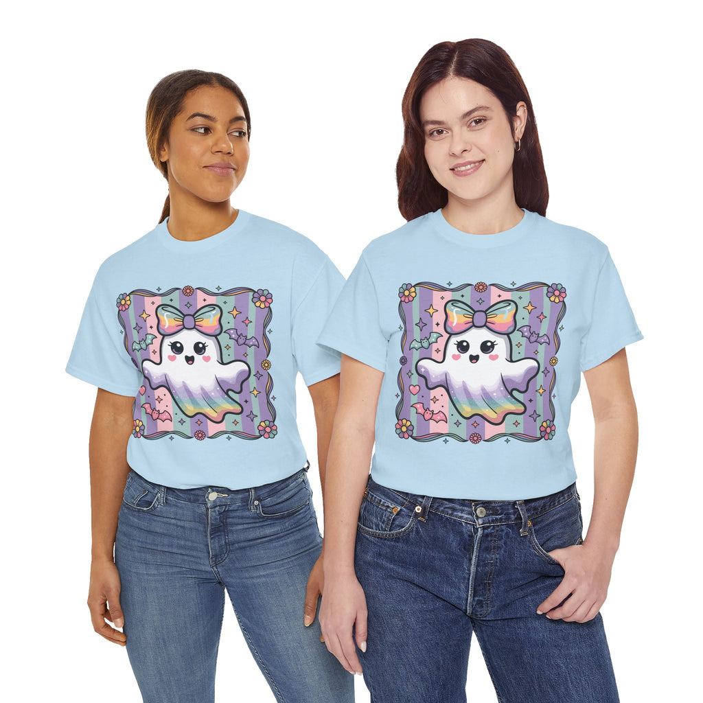Pastel Ghost Rainbow Bow Unisex Cotton Tee