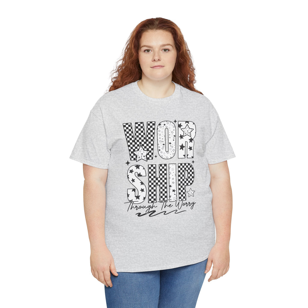 WORSHIP Through The Worry Checkerboard Unisex Cotton Tee