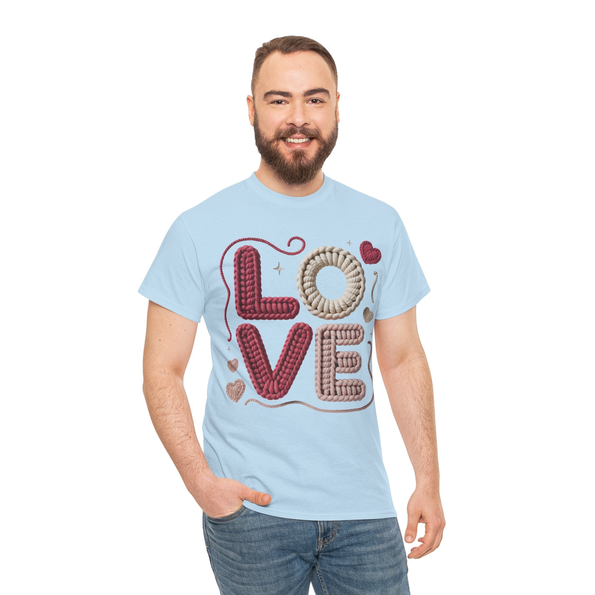 LOVE Faux Yarn Heart Unisex Cotton Tee