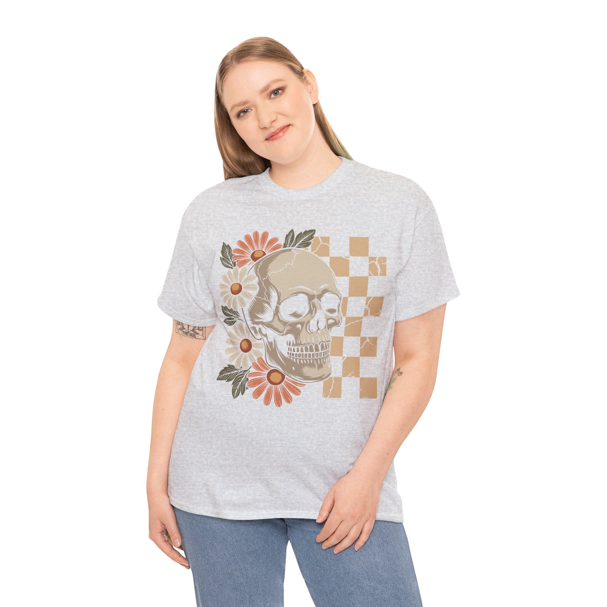 Skull Daisy Unisex Cotton Tshirt