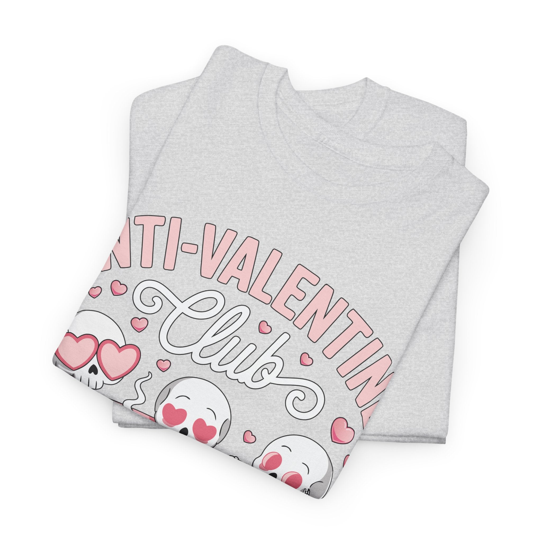 Anti-Valentine Club Skeleton Tee — Anti-Romance Pink Couch Graphic Unisex Cotton T-Shirt