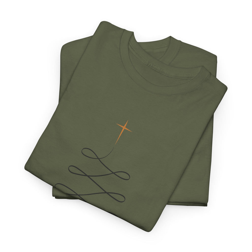 Merry Christmas Gold Cross Tree Unisex Cotton Tee