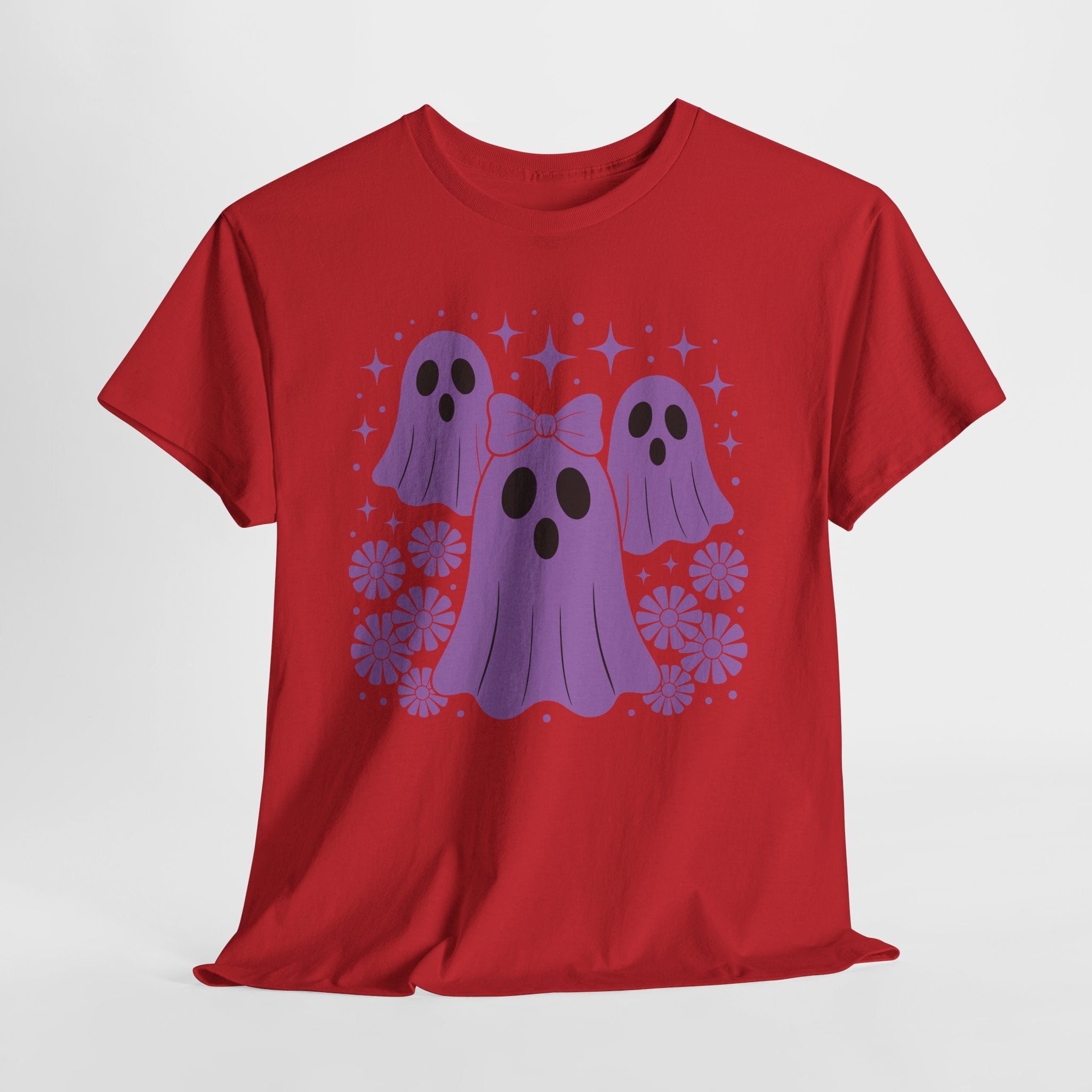 Purple Ghost Halloween Unisex Cotton Tee