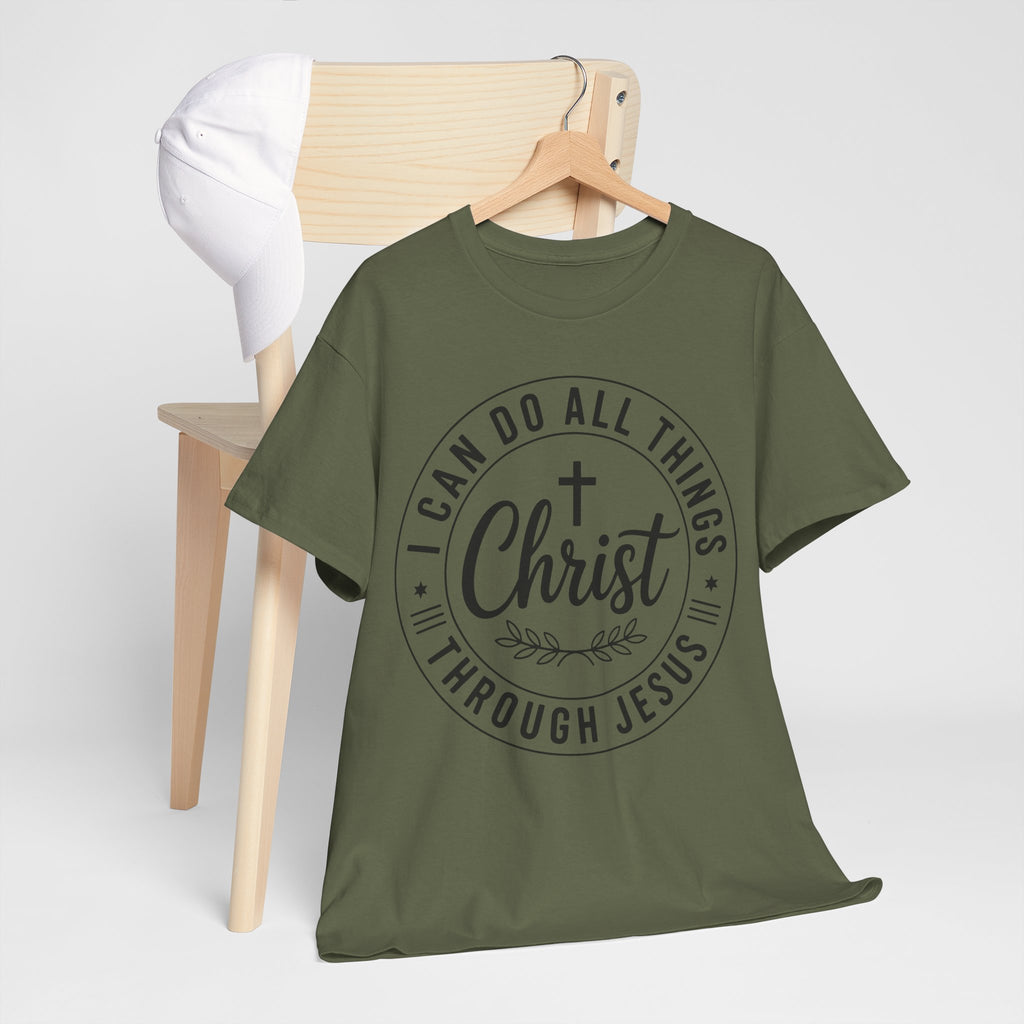 Christian Cross T‑Shirt — "I Can Do All Things Through Christ" Unisex Cotton tee