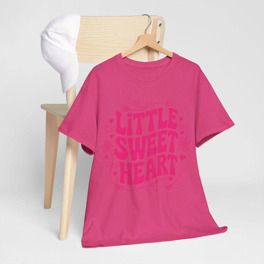 Little Sweetheart Retro Tee — Cute Red Hearts & Flowers Graphic Unisex Cotton Tee