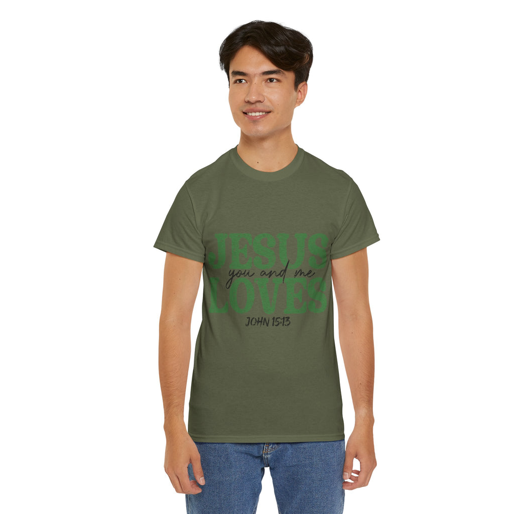 Jesus Loves Vintage Tee — Green Retro Christian Unisex Cotton T-Shirt