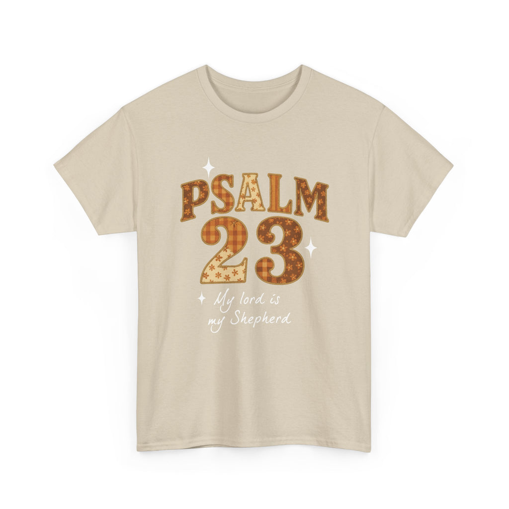 Psalm 23 Floral Tee — “My Lord Is My Shepherd” Stitched-Text Unisex Cotton Tee