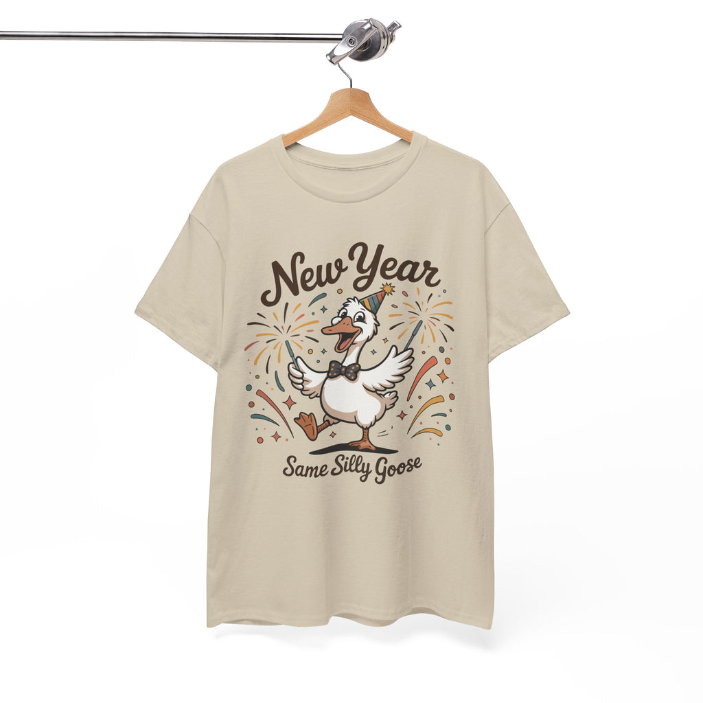 New Year Same Silly Goose T-Shirt — Party Goose Graphic Unisex Cotton Tee