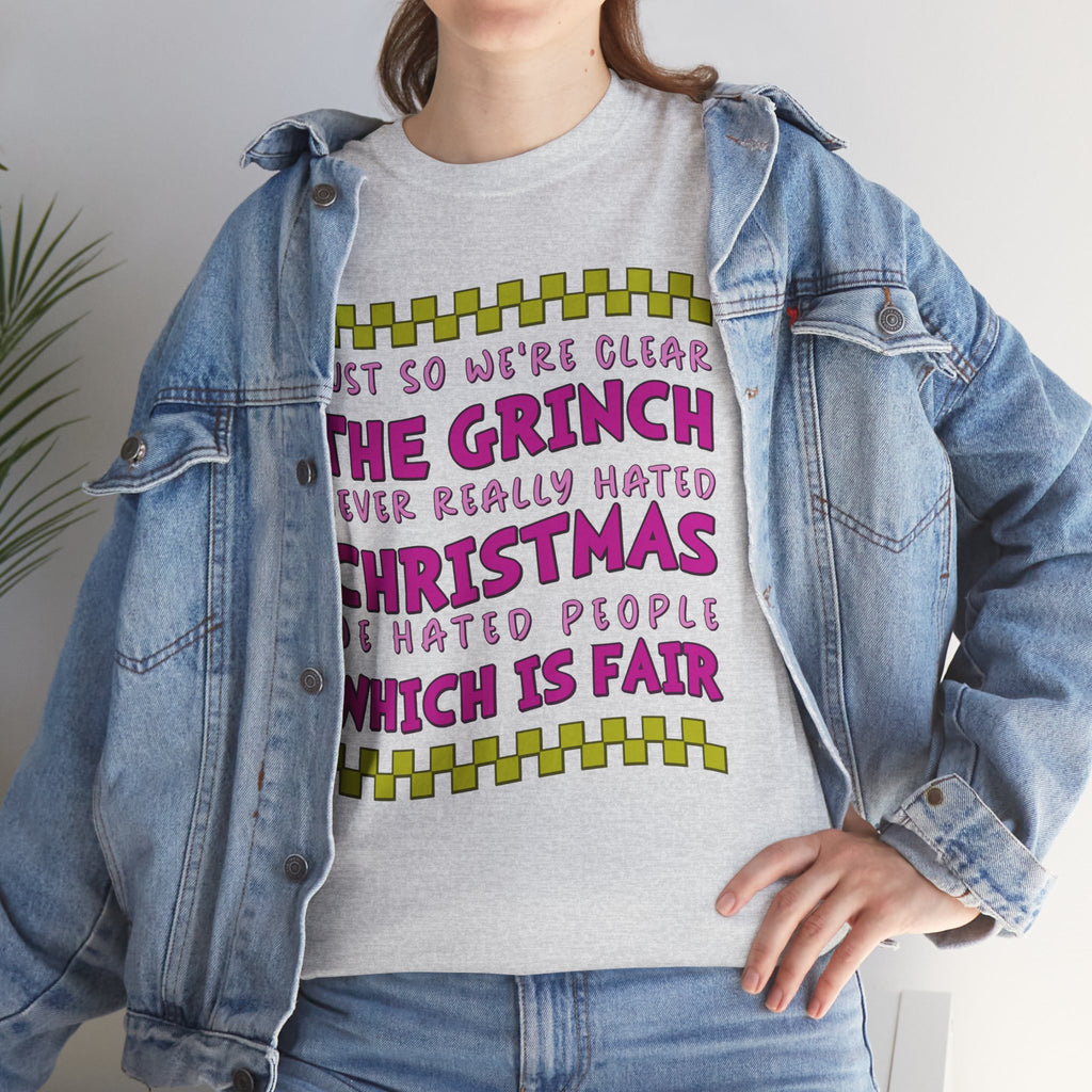 Grinch Never Hated Christmas Funny Unisex Cotton Tee