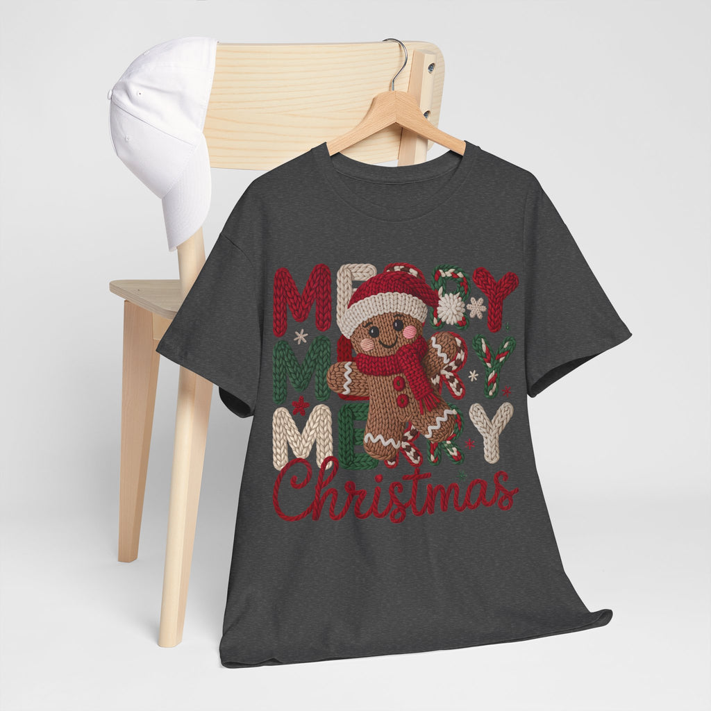 Merry Merry Merry Christmas Gingerbread Unisex Cotton Tee