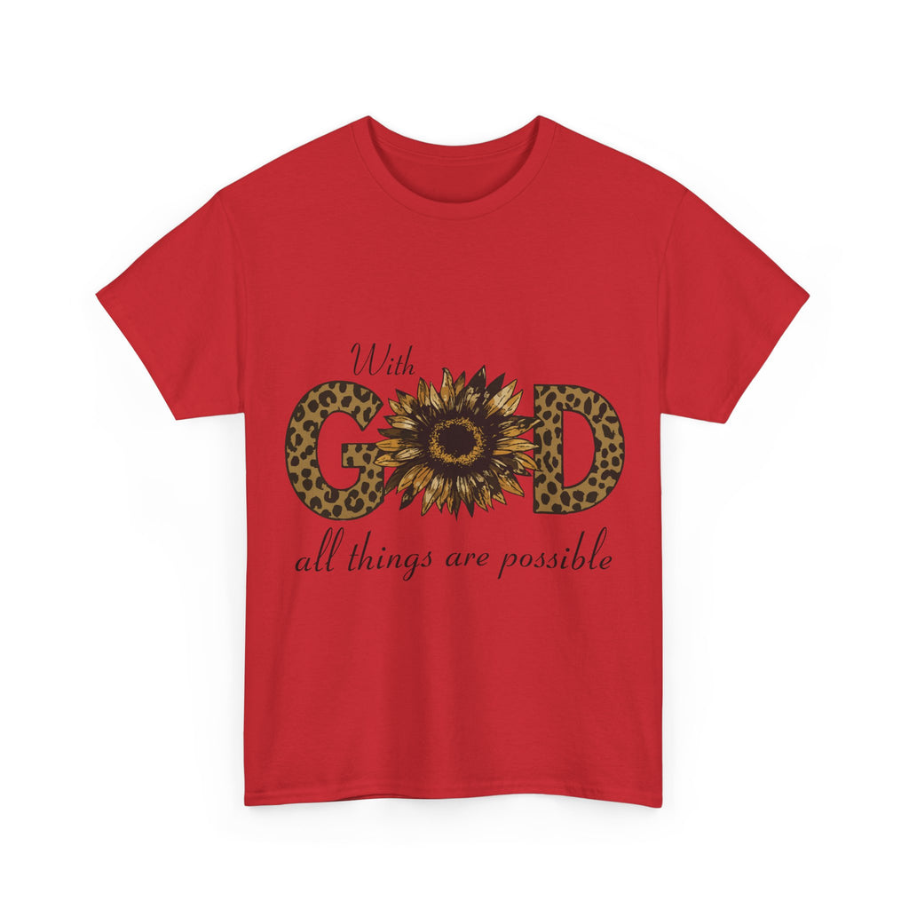 GOD Leopard Print Sunflower Unisex Cotton Tee