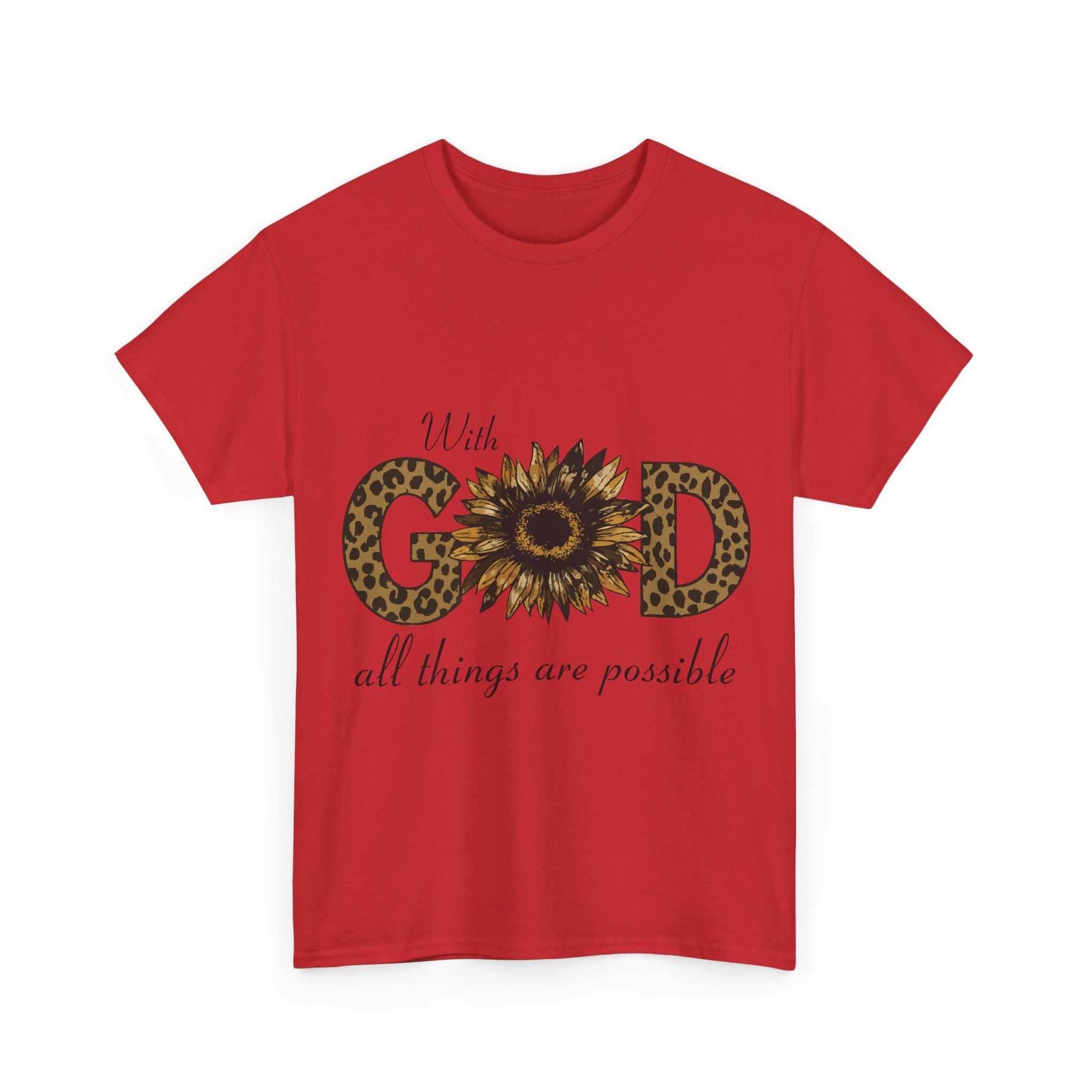 GOD Leopard Print Sunflower Unisex Cotton Tee