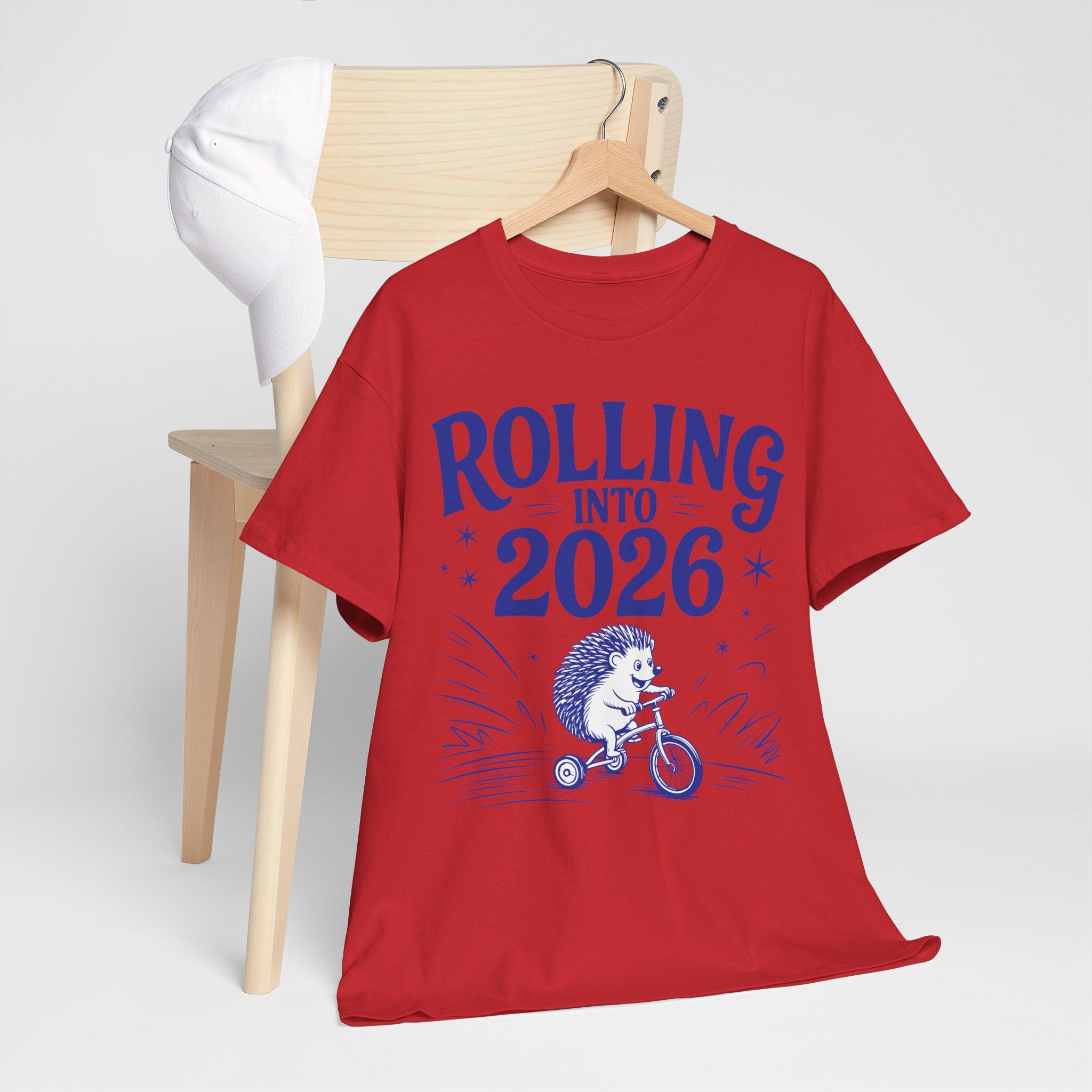 Rolling Into 2026 Hedgehog Tricycle Unisex Cotton Tee