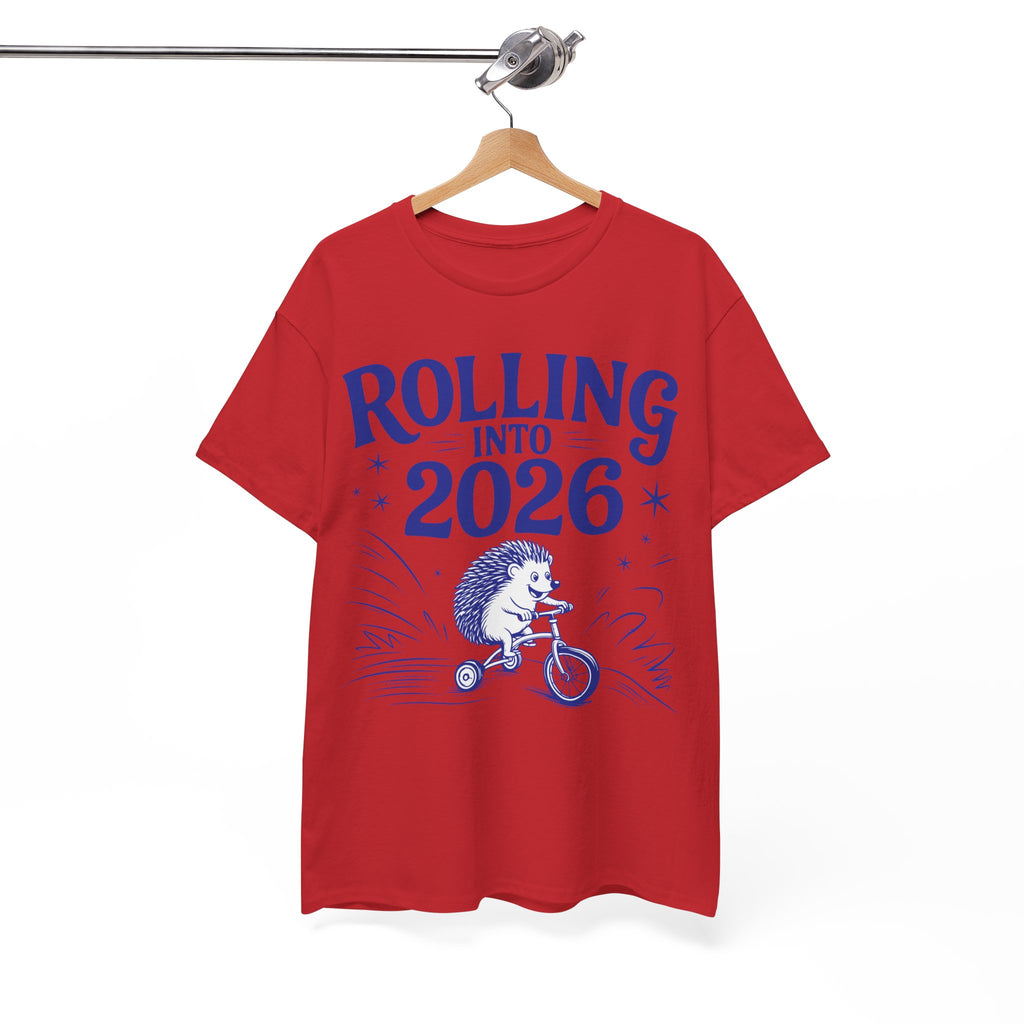 Rolling Into 2026 Hedgehog Tricycle Unisex Cotton Tee