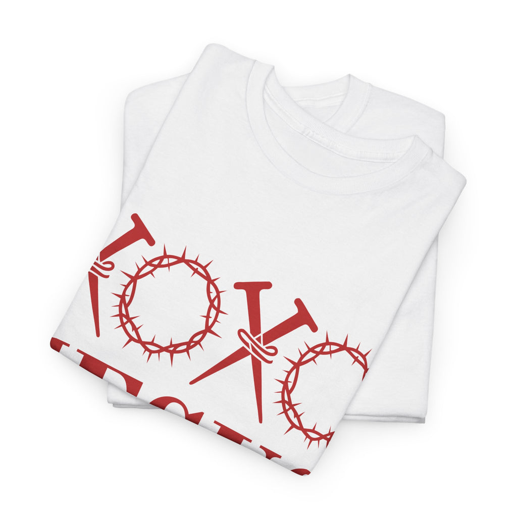 Christian Valentine T-Shirt — "XOXO Jesus Love Life" Nails & Thorn Crown Design Unisex Cotton Tee