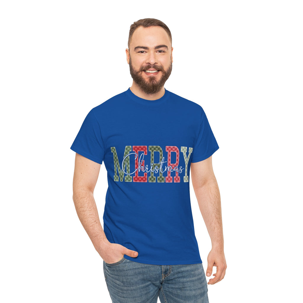 Plaid Merry Christmas Unisex Cotton Tee