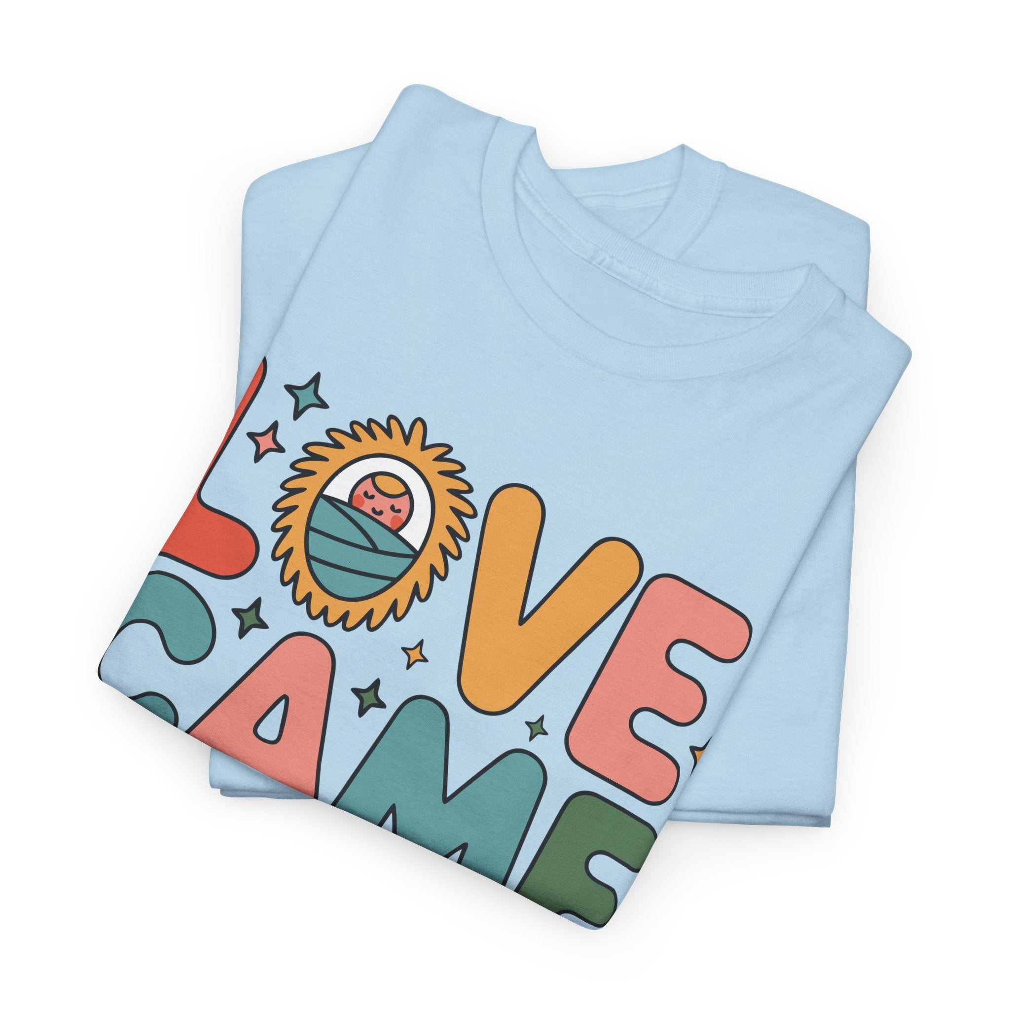 Love Came Down Christmas Tee — Baby Jesus Manger Angel (Luke 2:11)..Unisex Cotton Tee