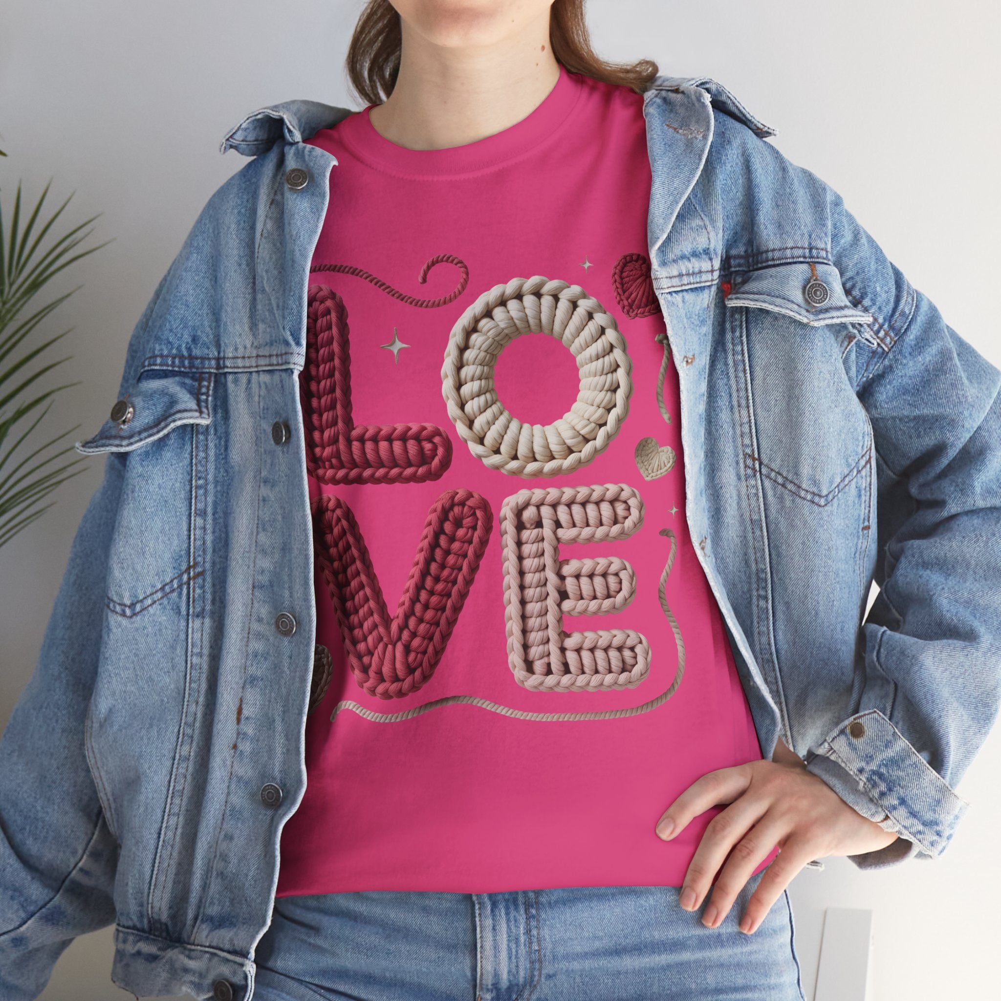 LOVE Faux Yarn Heart Unisex Cotton Tee