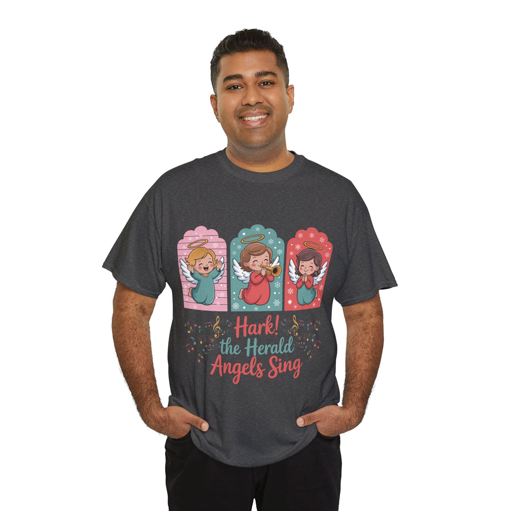 Hark! The Herald Angels Sing Tee — Three Singing Angels Christmas Unisex Cotton T-Shirt