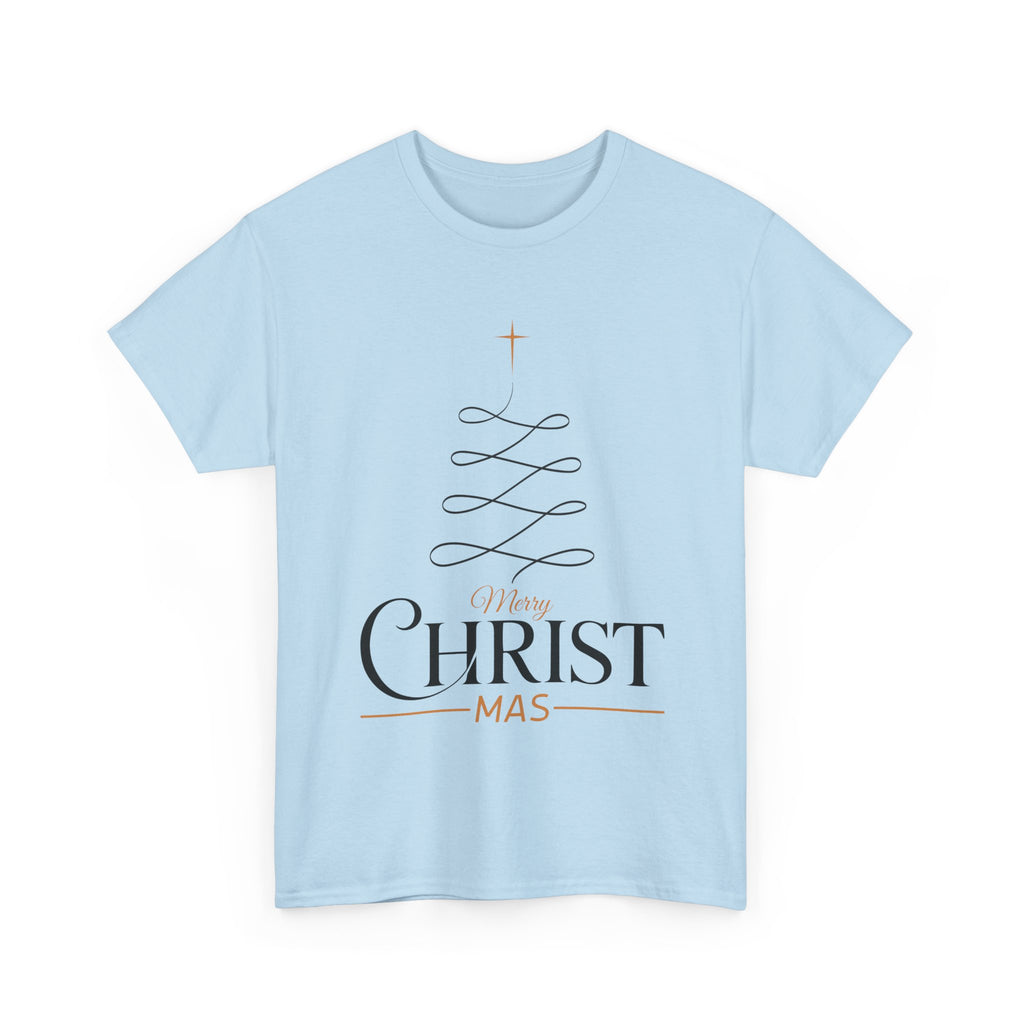 Merry Christmas Gold Cross Tree Unisex Cotton Tee