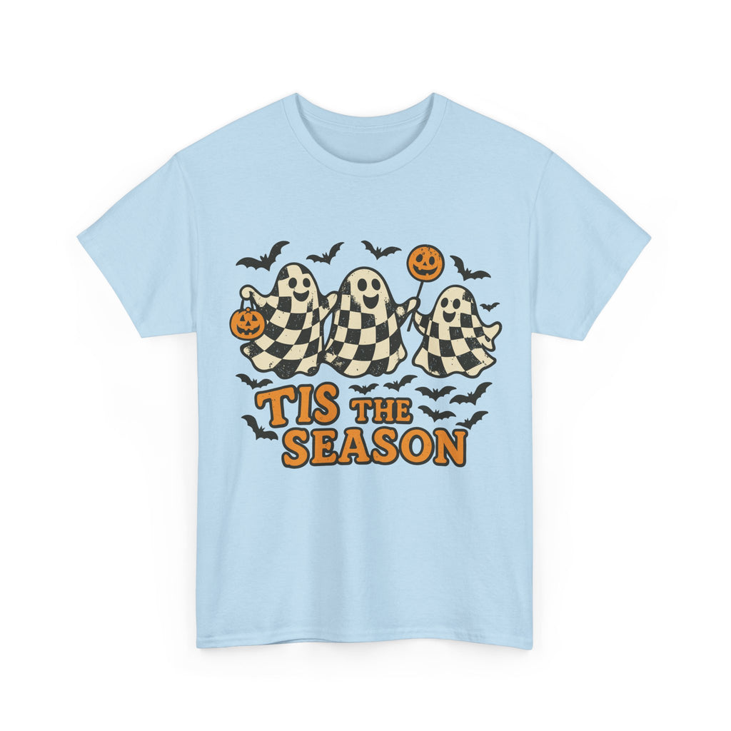 Halloween Ghosts Checker Pattern Unisex Cotton Tee