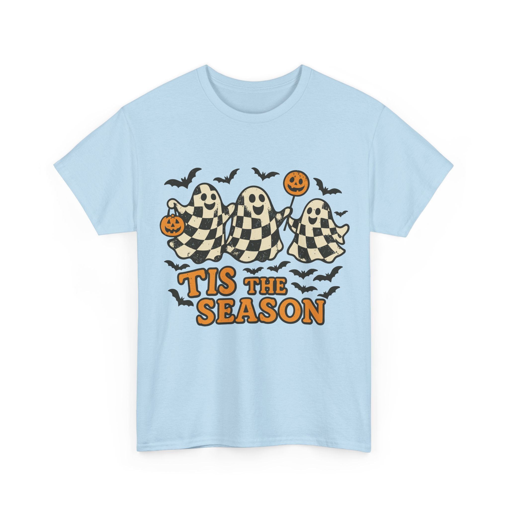Halloween Ghosts Checker Pattern Unisex Cotton Tee