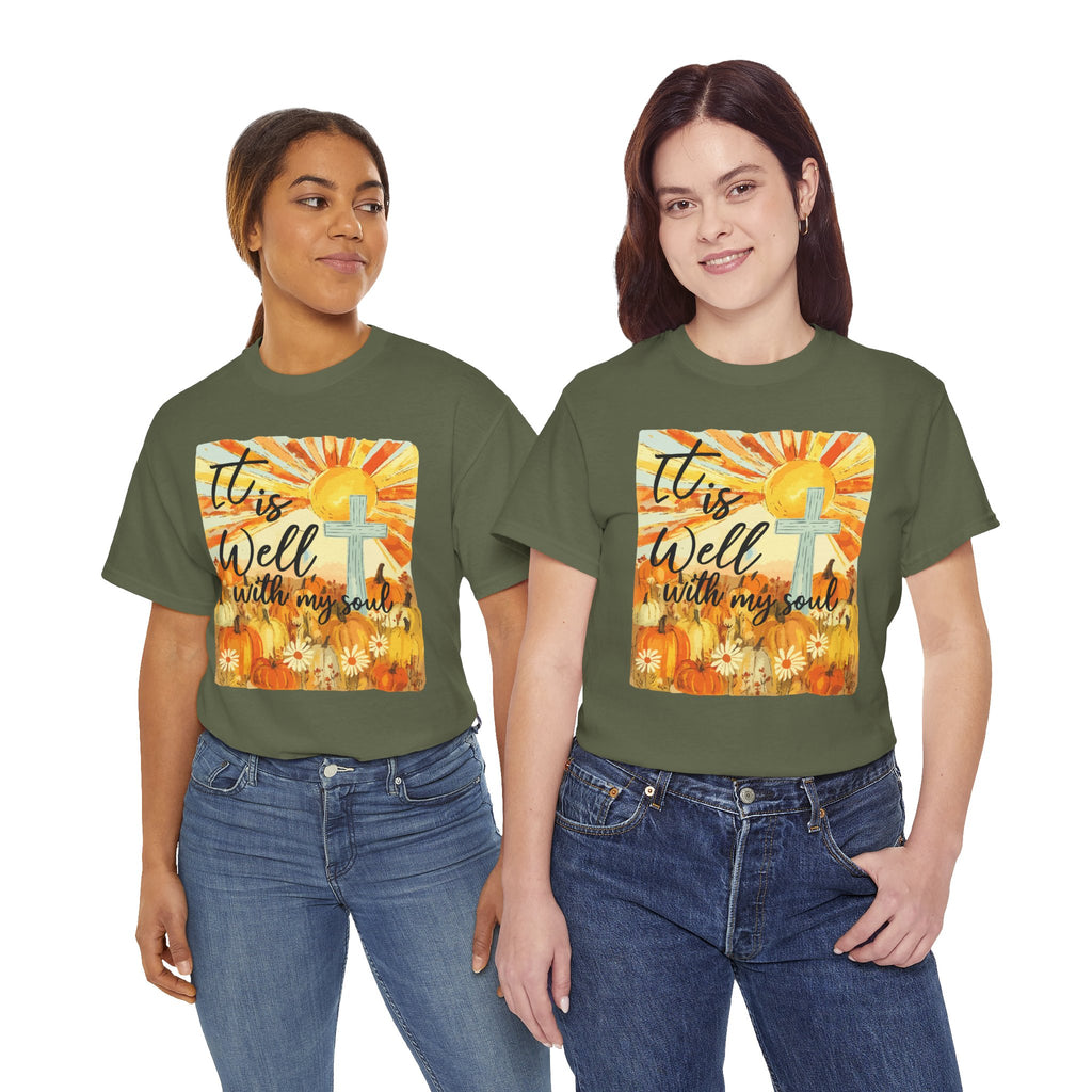 It Is Well With My Soul Pumpkin Sunrise Unisex Cotton T-Shirt