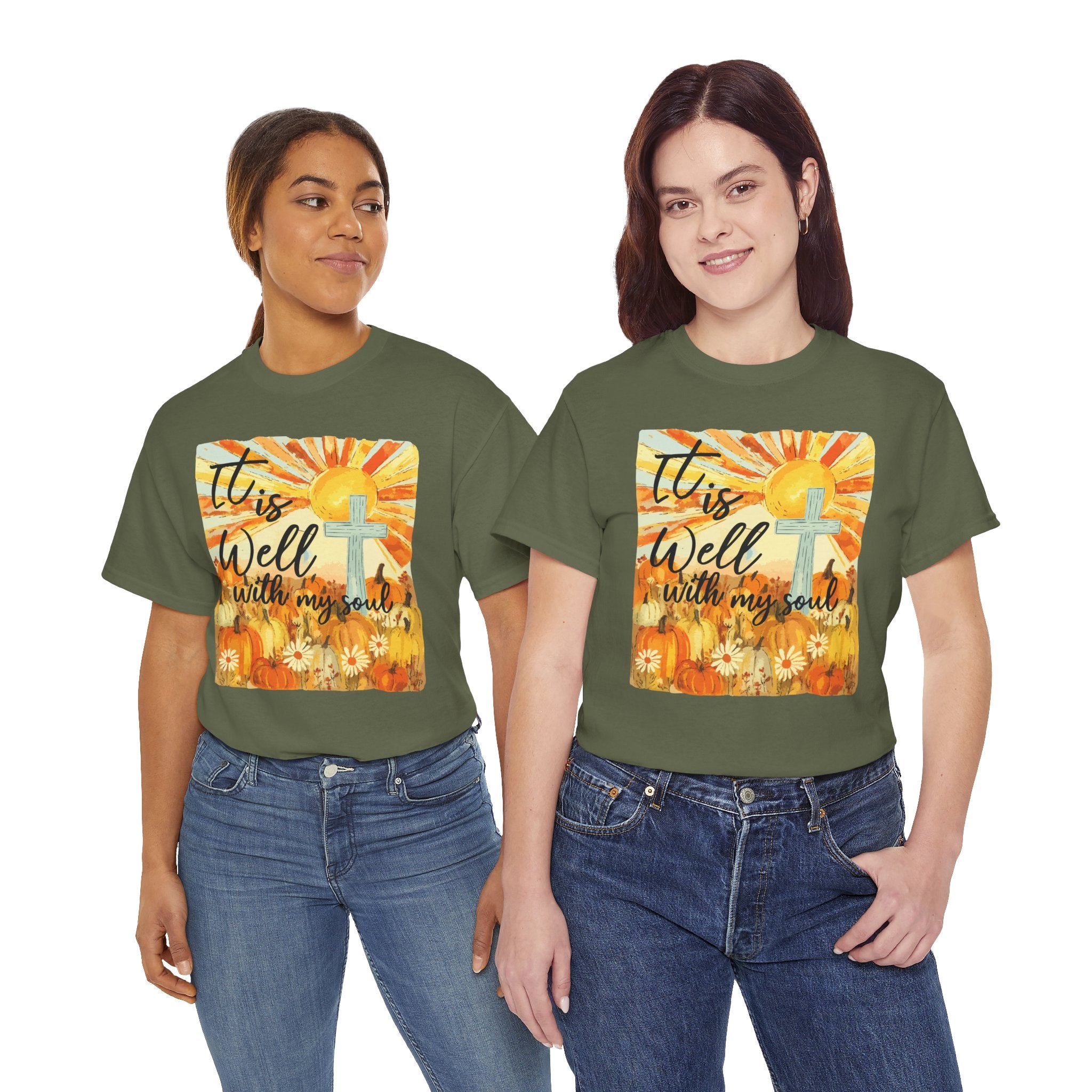 It Is Well With My Soul Pumpkin Sunrise Unisex Cotton T-Shirt