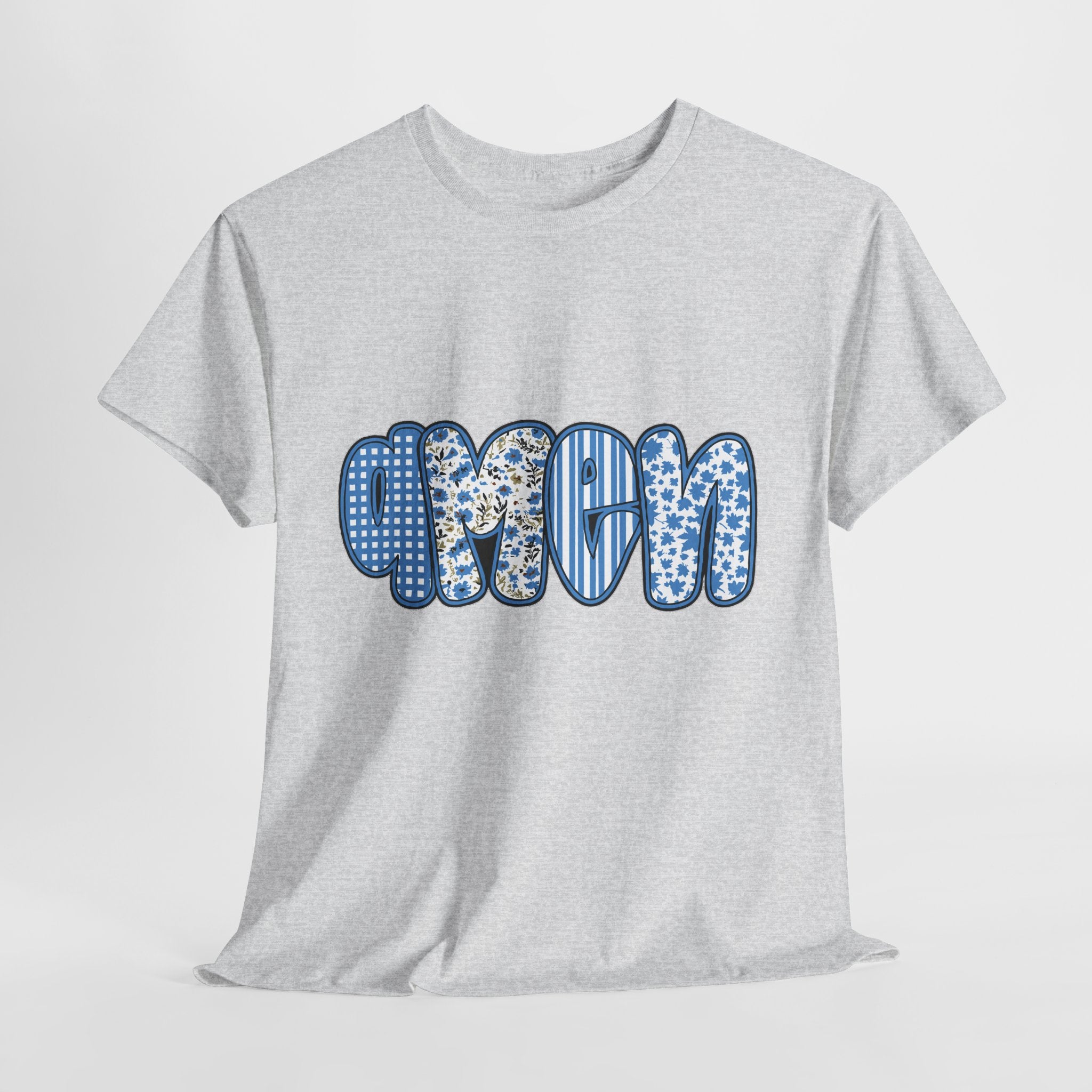 Amen Blue Floral Tee — Decorative Floral Lettering Christian Shirt Unisex Cotton Tee