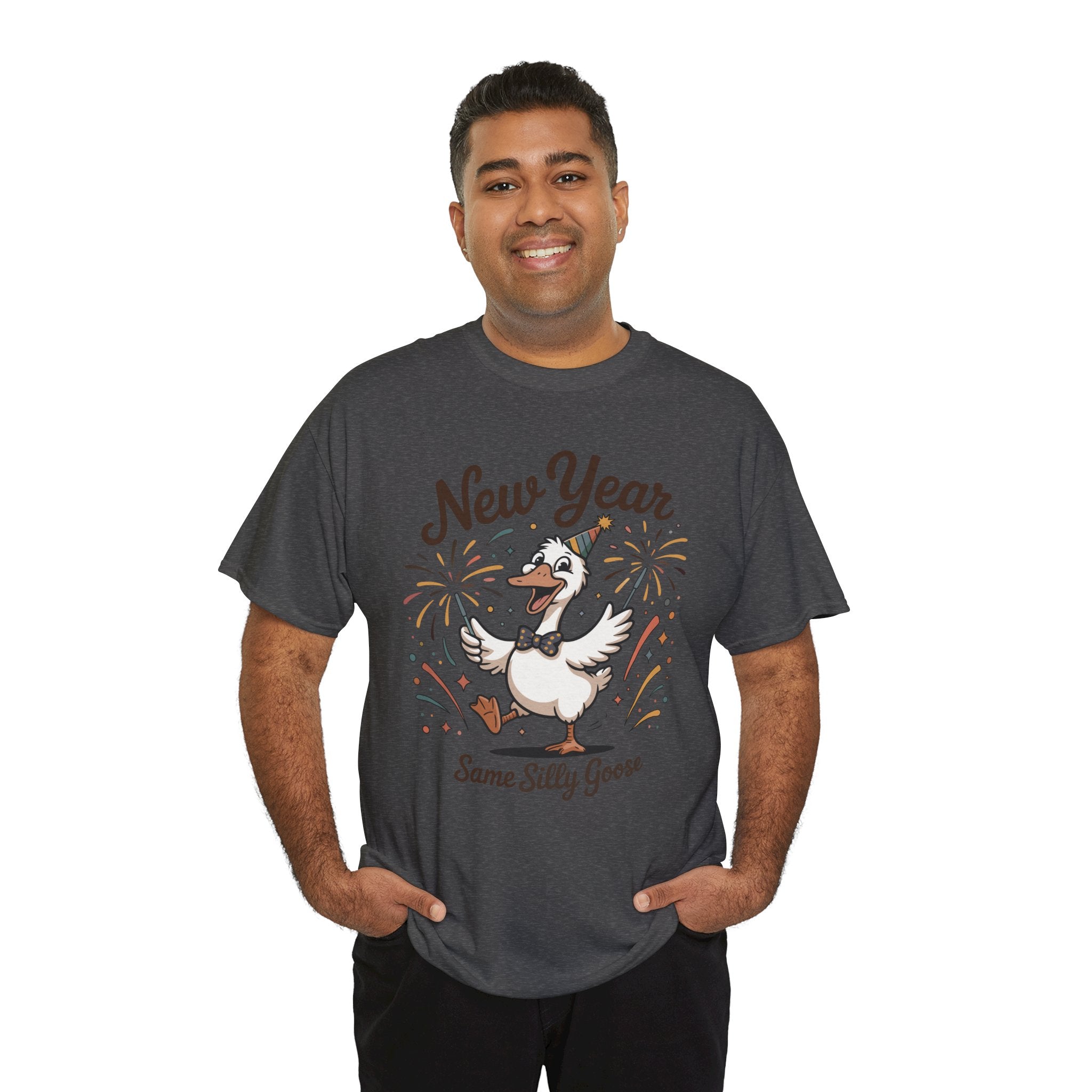 New Year Same Silly Goose T-Shirt — Party Goose Graphic Unisex Cotton Tee