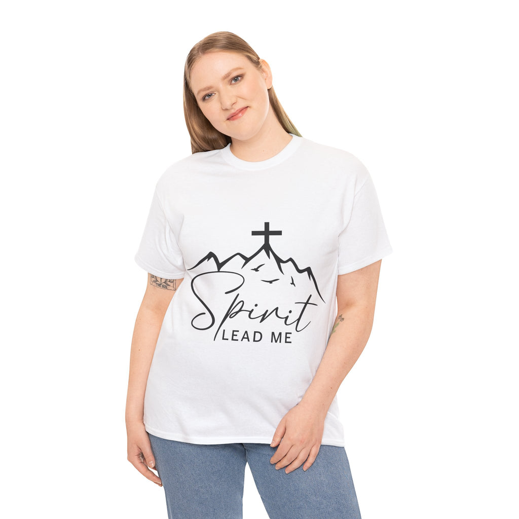 Spirit Lead Me Christian T‑Shirt — Minimalist Cross Unisex Cotton Tee