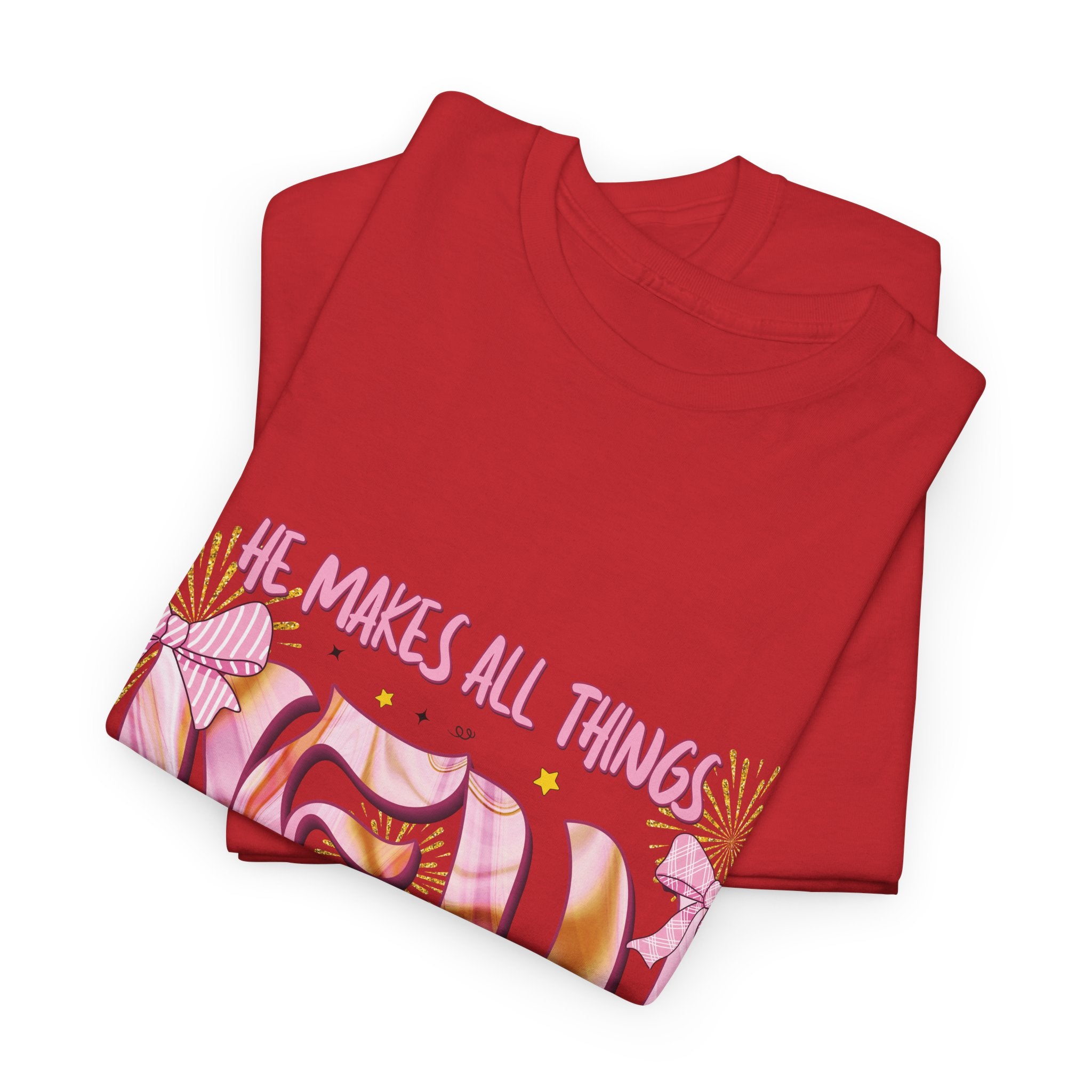 Christian Marble Tee — “He Makes All Things New” (Revelation 21:5)... Unisex Cotton Tee