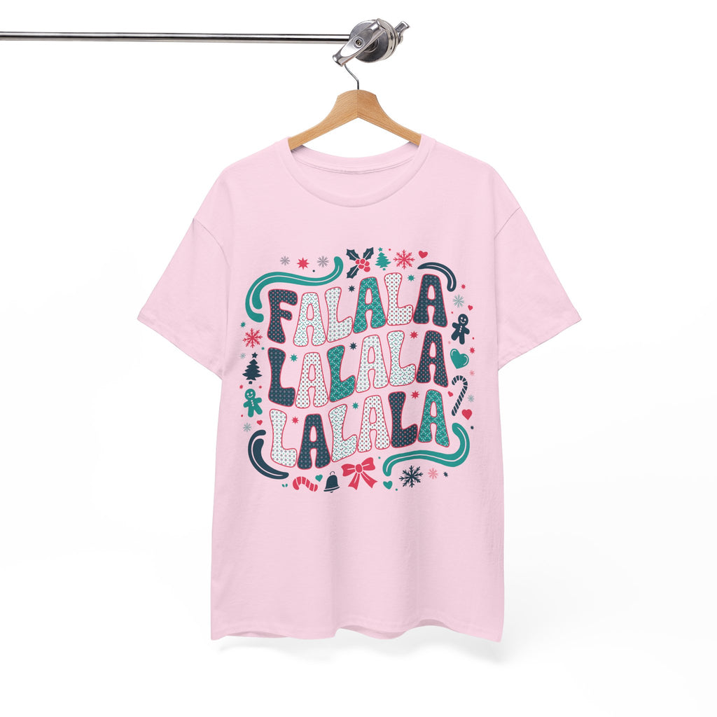 Fa La La La La Christmas T-Shirt — Festive Candy Cane & Gingerbread Holiday Unisex Cotton Tee