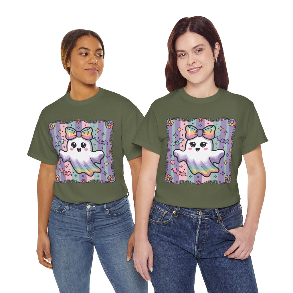 Pastel Ghost Rainbow Bow Unisex Cotton Tee