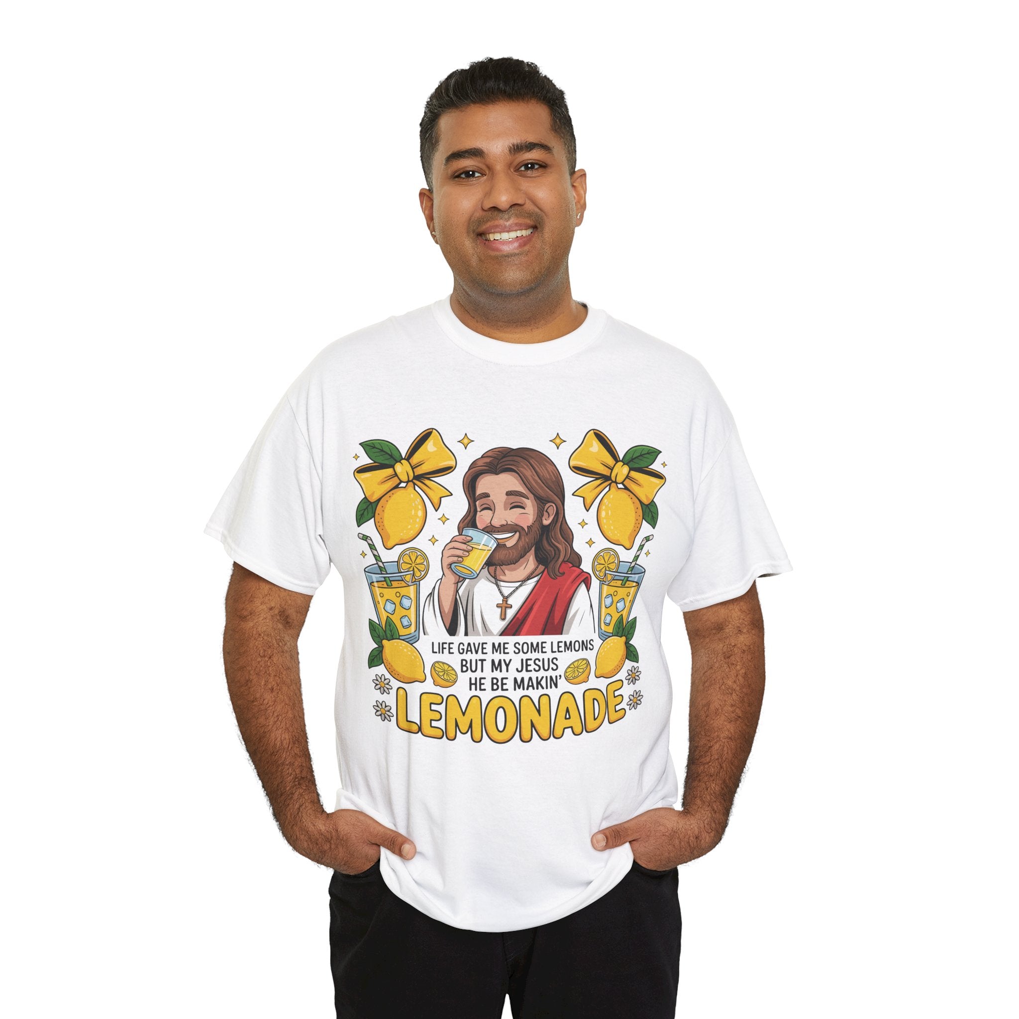 Jesus Drinking Lemonade T-Shirt — "Life Gave Me Some Lemons" Christian Unisex Cotton Tee