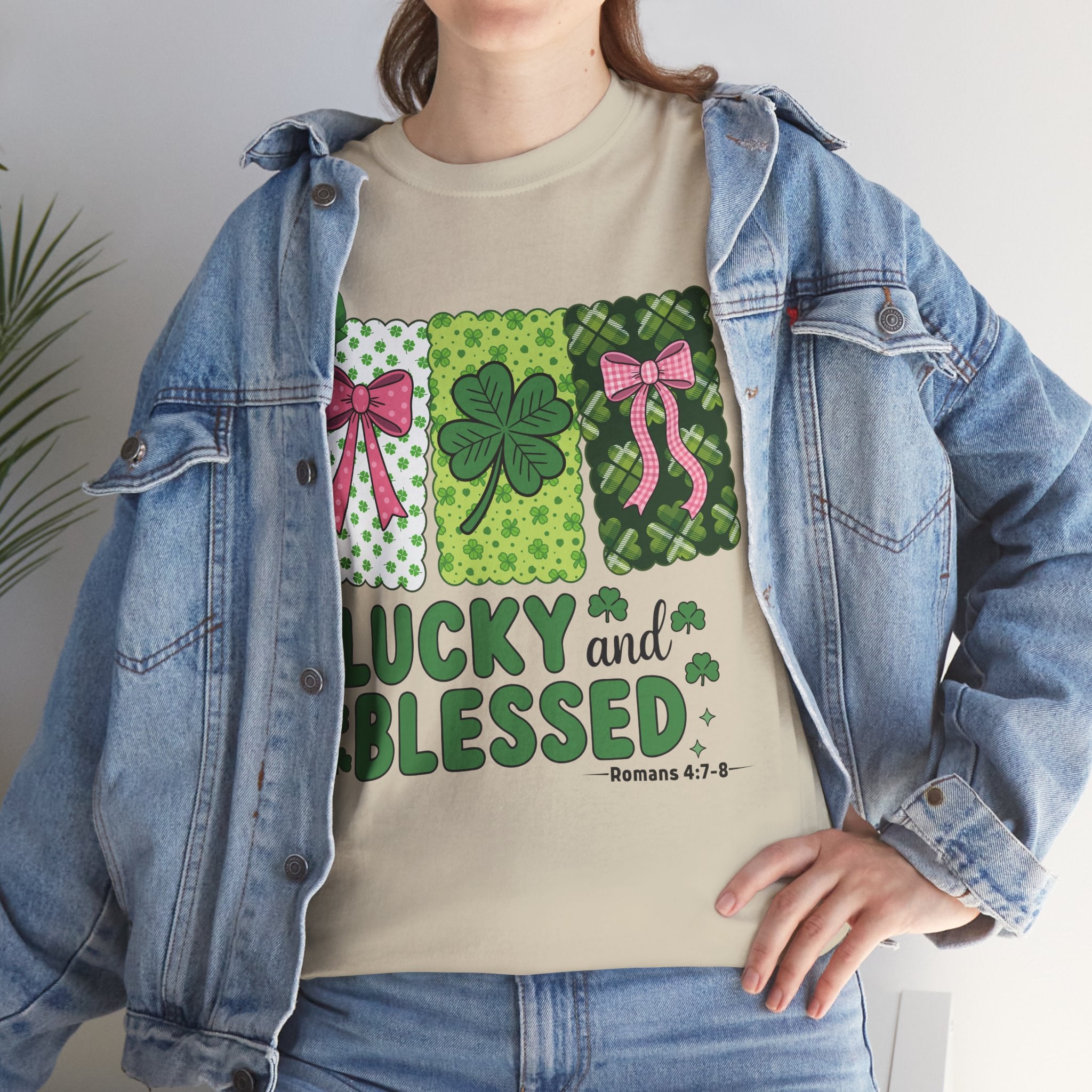 Lucky and Blessed Clover Unisex Cotton Tee