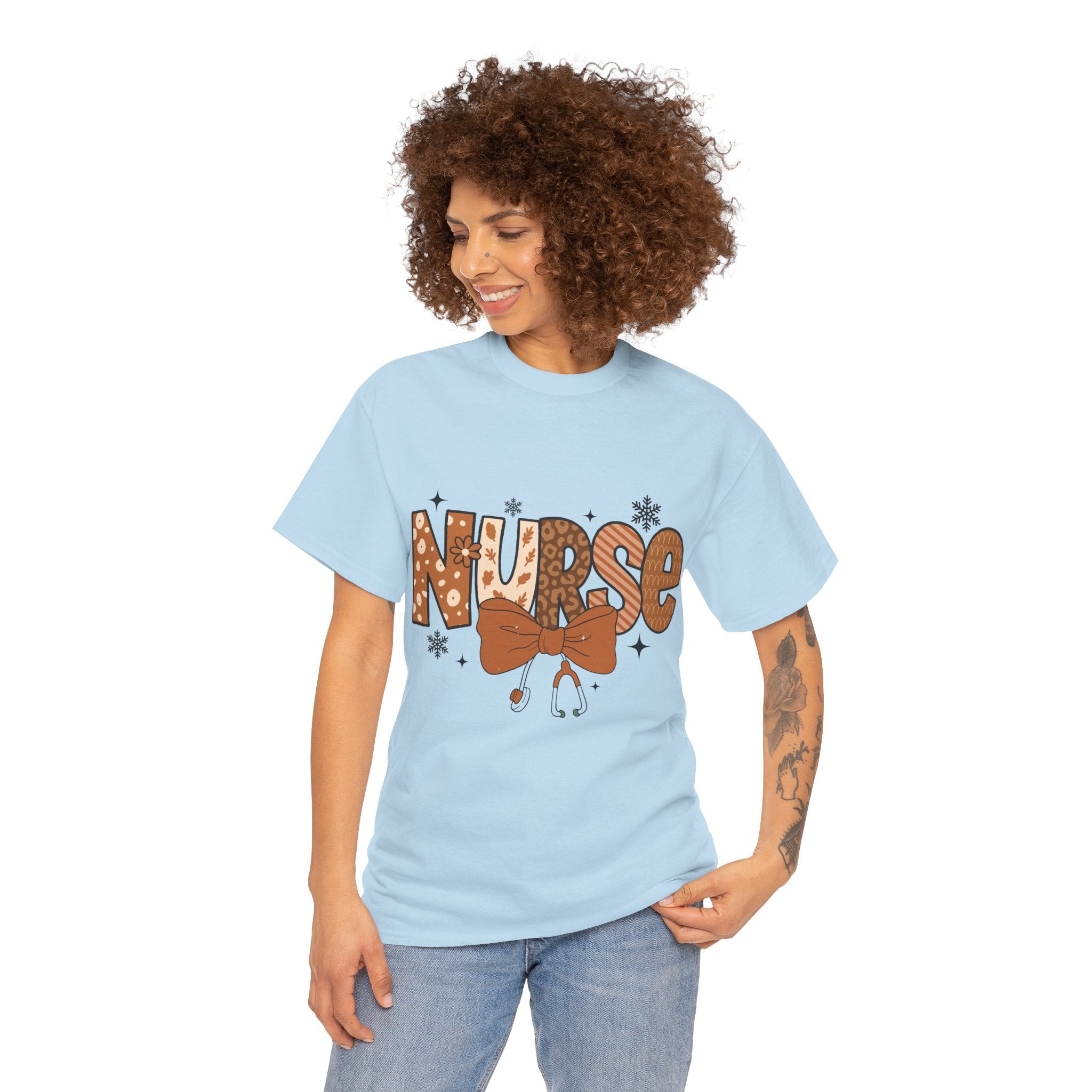 NURSE Fall Stethoscope Tee — Brown Autumn Nurse Unisex CottonT shirt