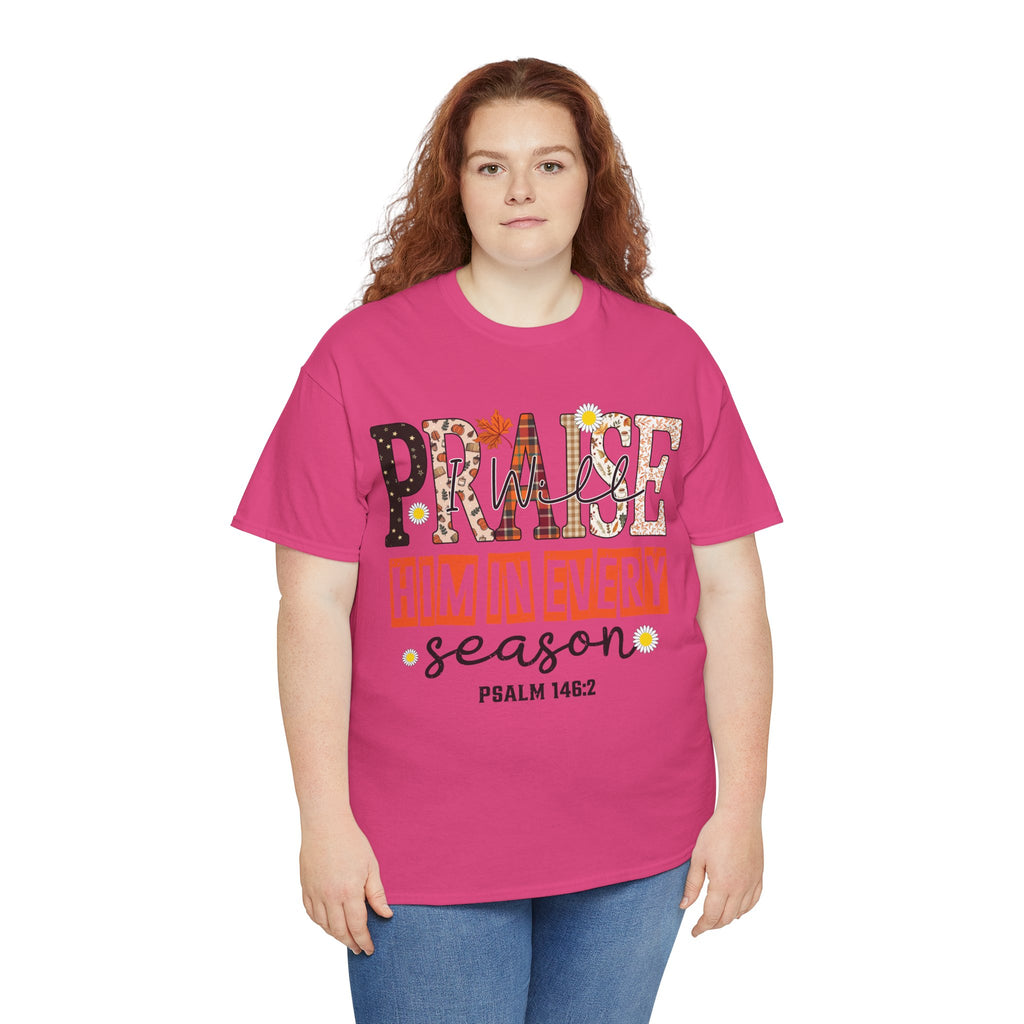 Praise Him In Every Tee — Fall Daisies & Leaf Floral Graphic Unisex Cotton T-Shirt