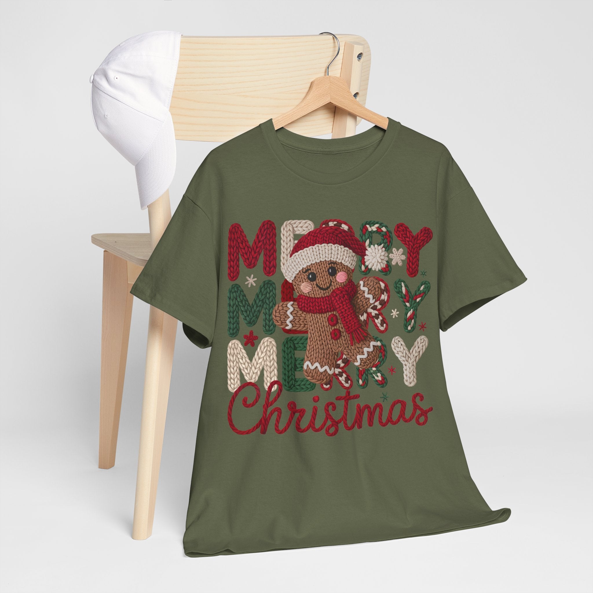 Merry Merry Merry Christmas Gingerbread Unisex Cotton Tee