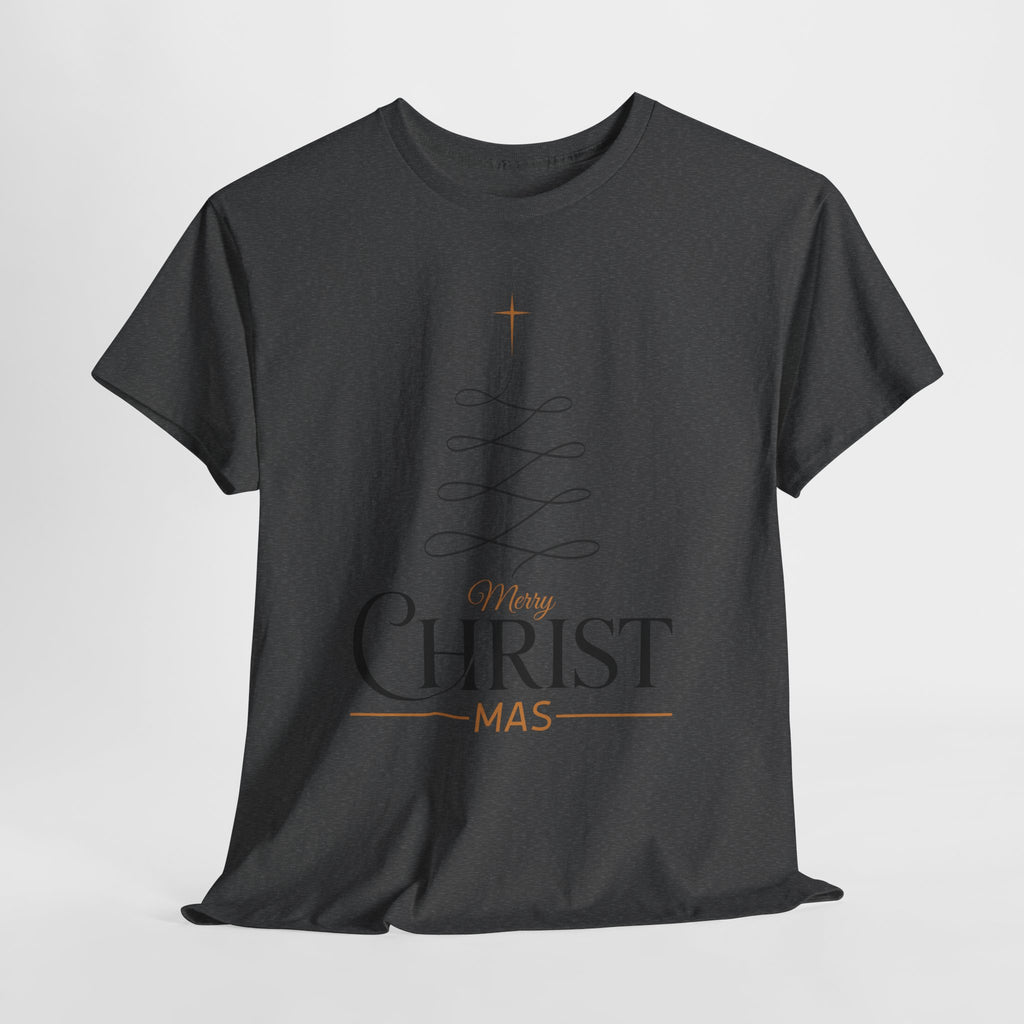 Merry Christmas Gold Cross Tree Unisex Cotton Tee