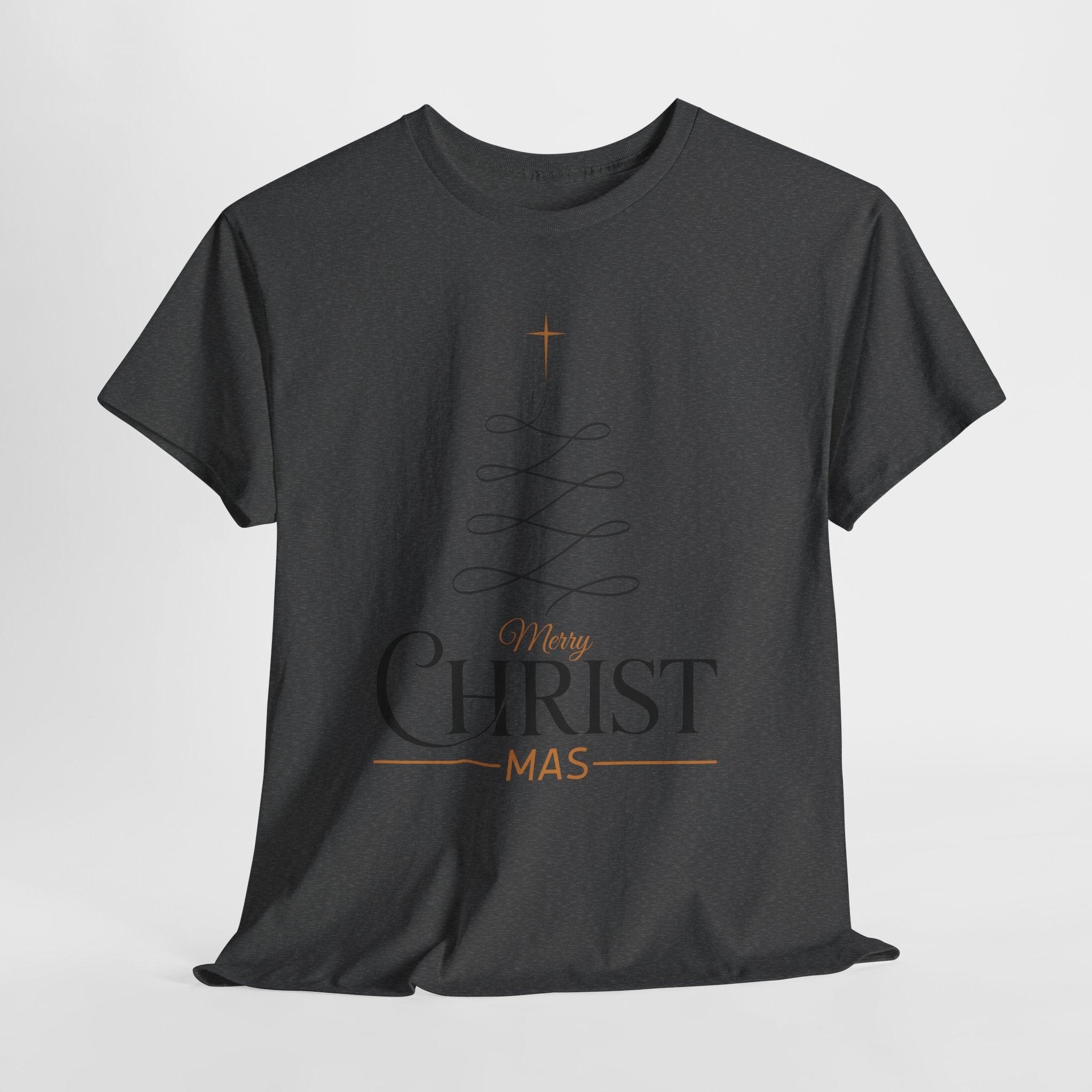 Merry Christmas Gold Cross Tree Unisex Cotton Tee