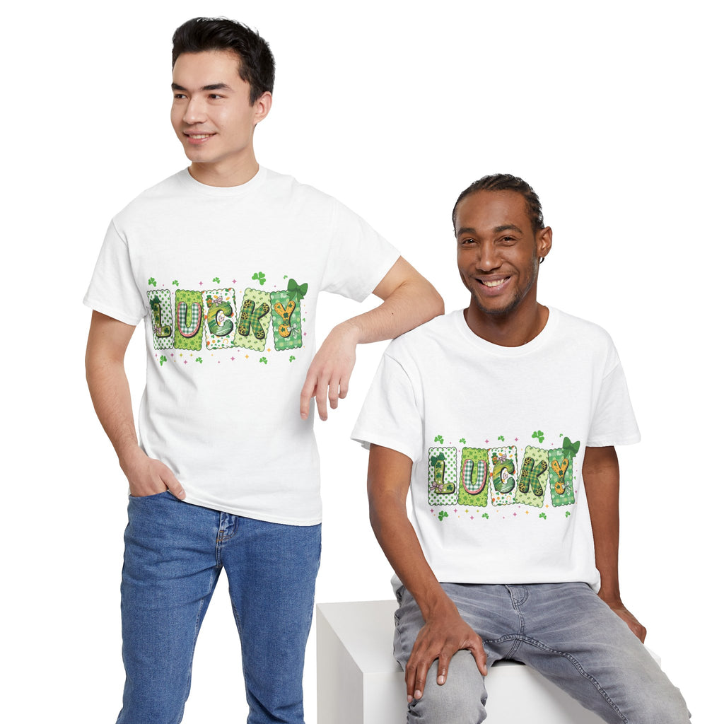 Lucky Patchwork Plaid Clover Tee — St. Patrick’s Day Unisex Cotton T-Shirt