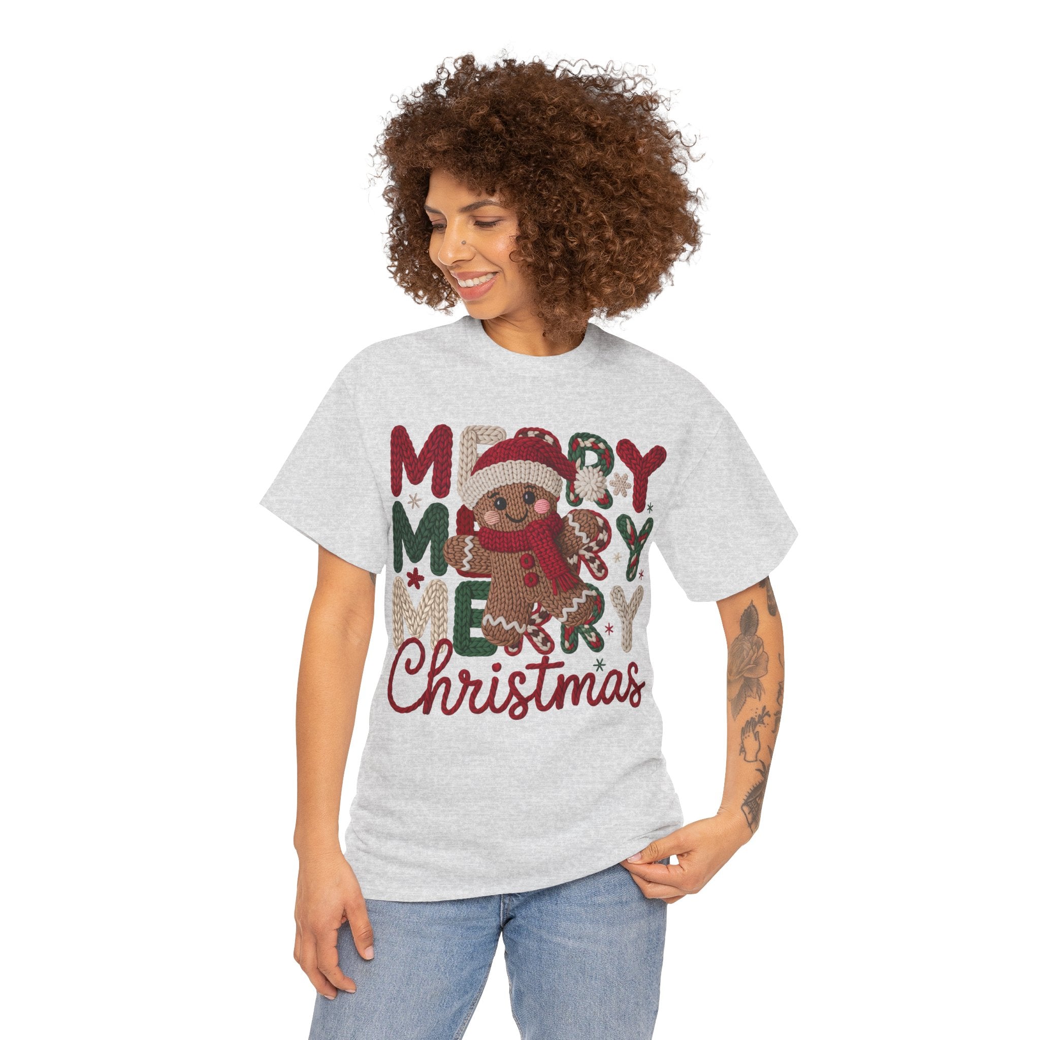 Merry Merry Merry Christmas Gingerbread Unisex Cotton Tee