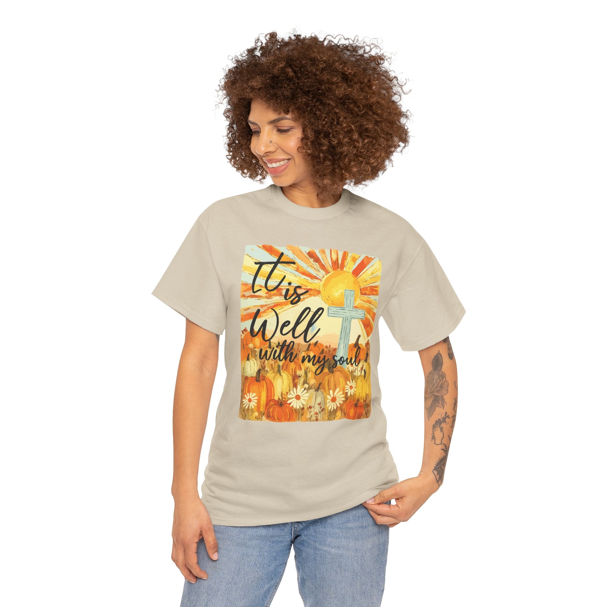 It Is Well With My Soul Pumpkin Sunrise Unisex Cotton T-Shirt