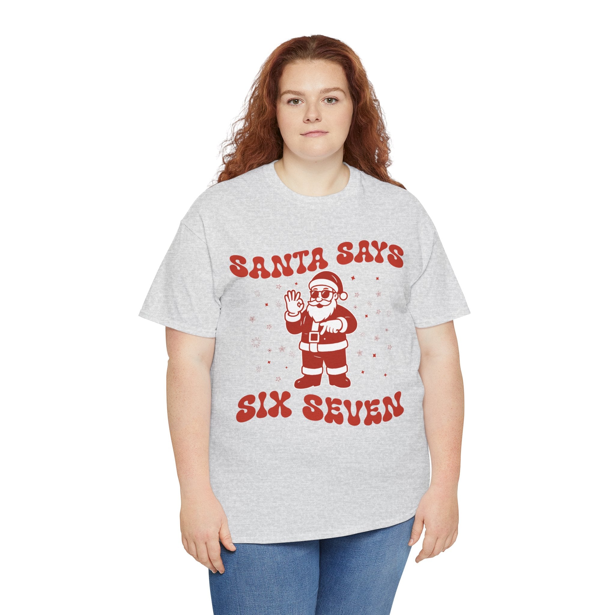 Retro 'Santa Says Six Seven' Christmas Unisex Cotton Tee