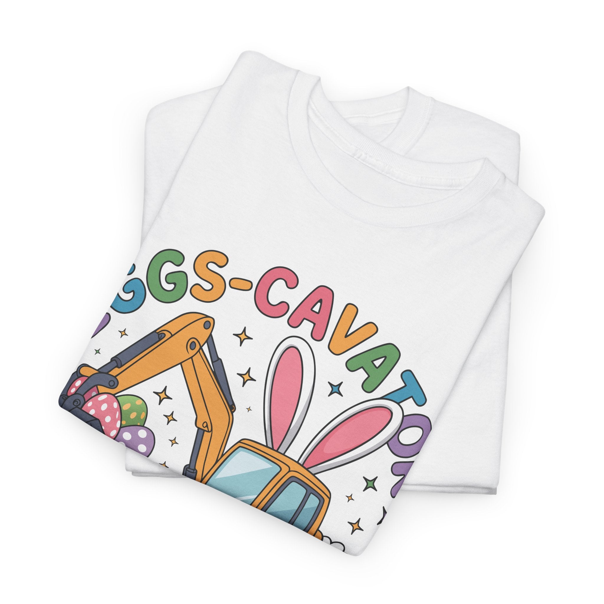Easter 'Eggs-cavator Crew' Kids Tee — Excavator Bunny & Eggs Unisex Cotton Tee